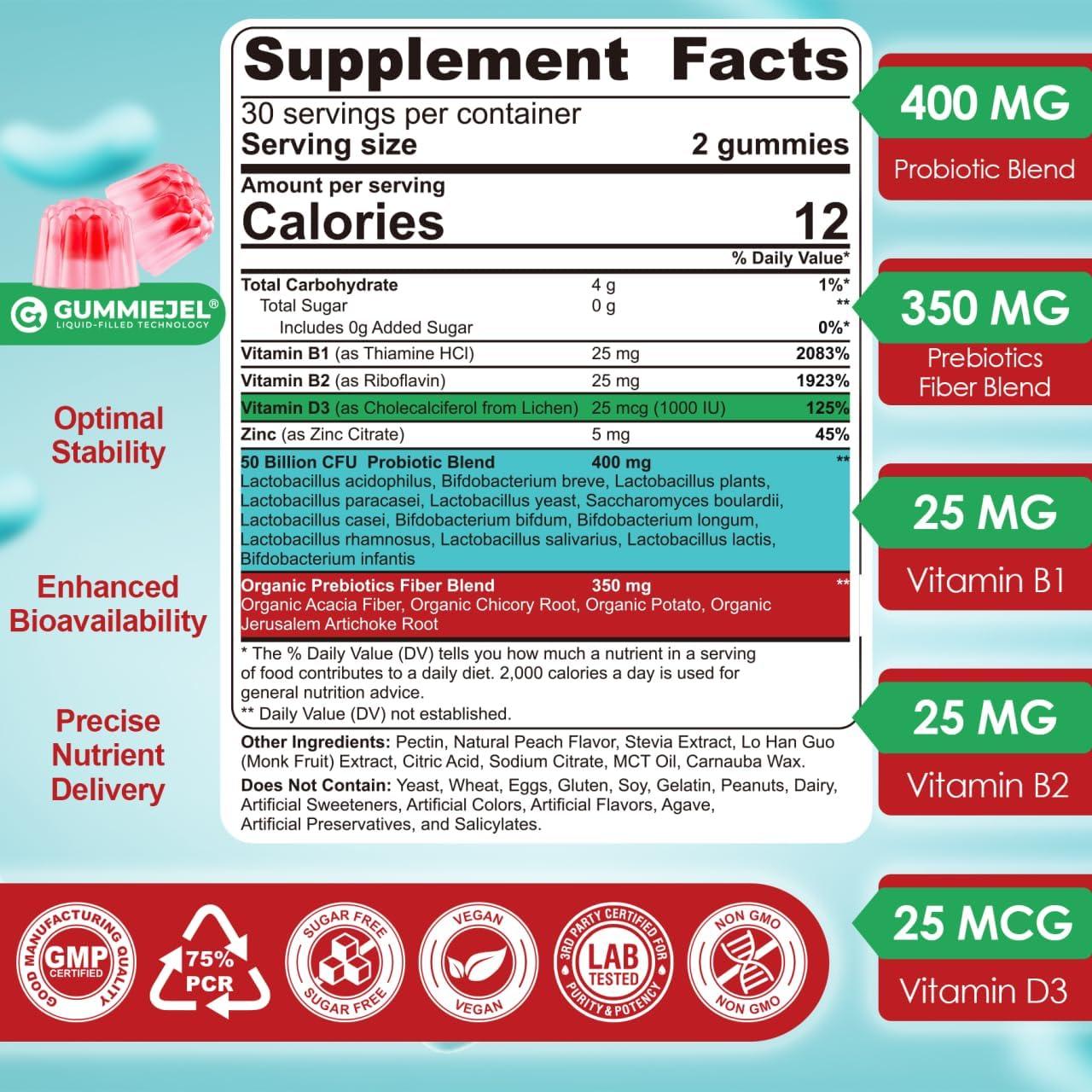 Gomitas Probioticas NEVISS 60 Unidades Sin Azucar para Adultos