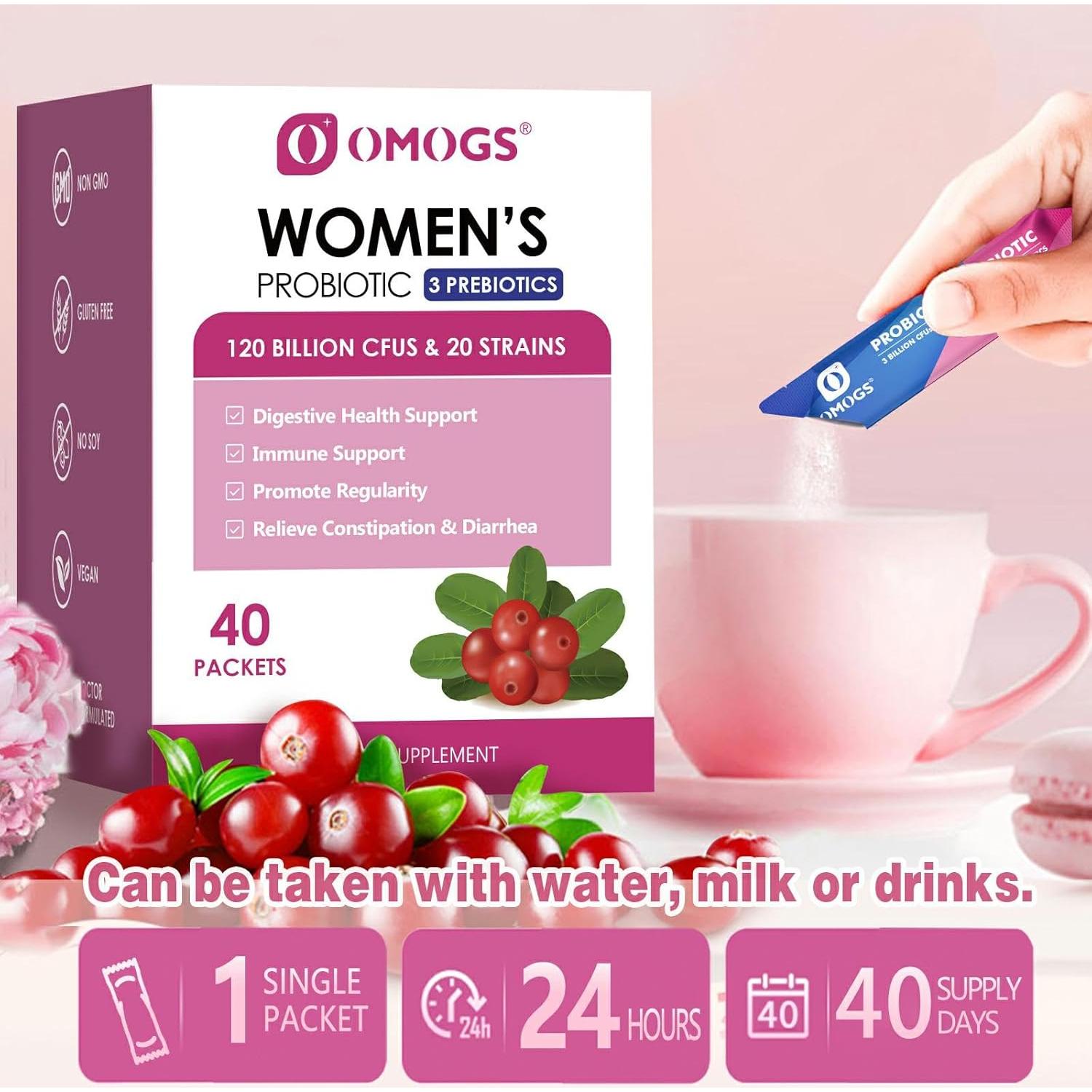 Probiotico en Polvo OMOGS para Mujeres 120M CFU 18 Cepas