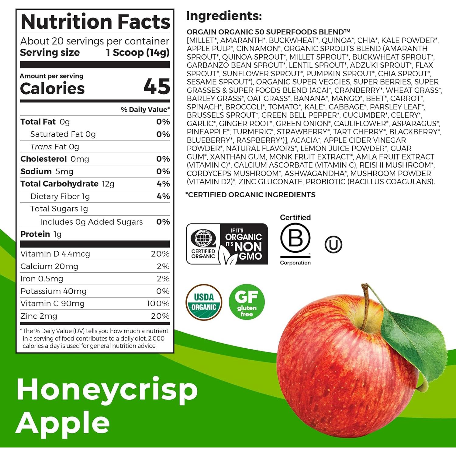 Polvo de Superalimentos Orgánicos Orgain 0.28kg - Inmunidad