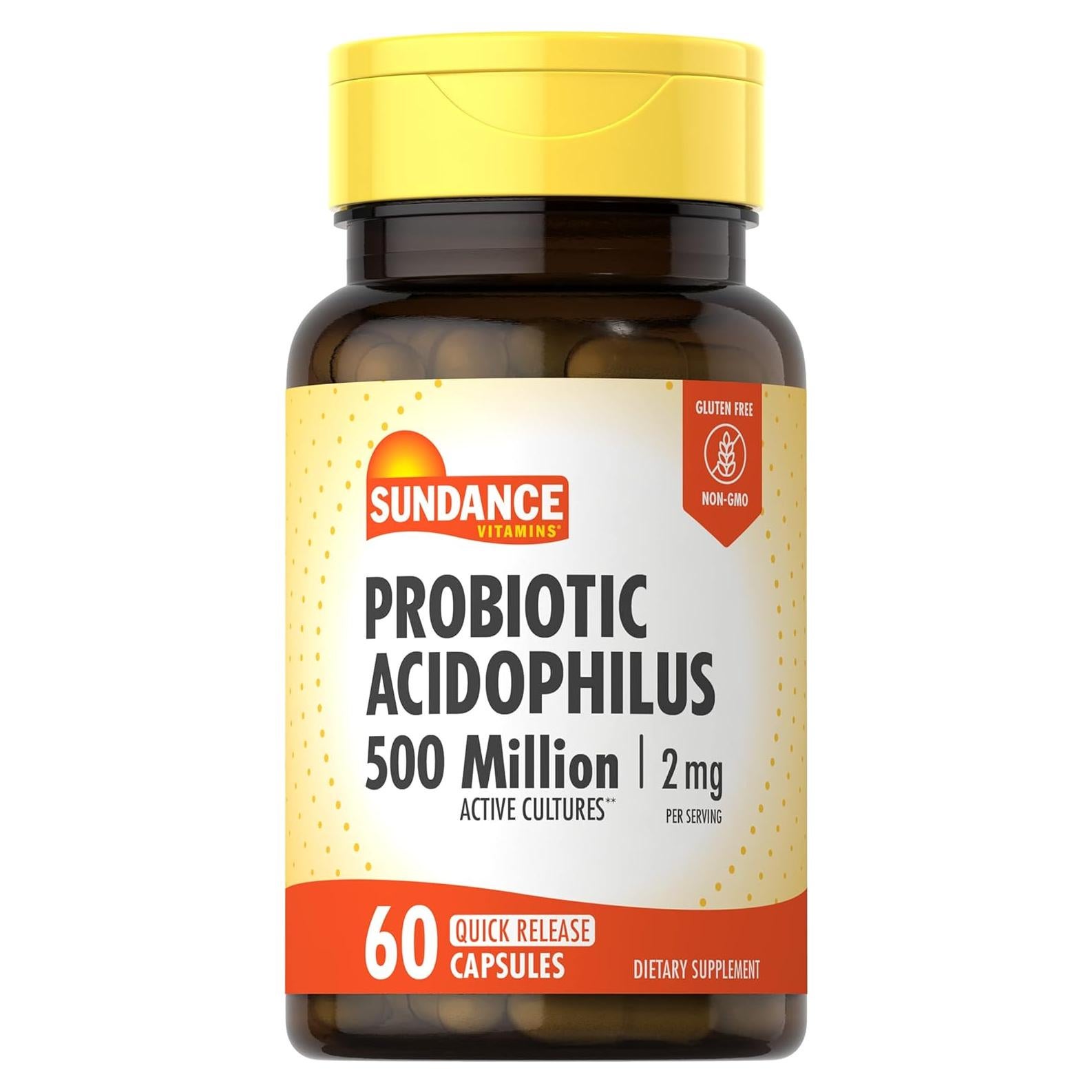 Probiotico Acidophilus Sundance 500 Millones 60 Cápsulas Rápidas