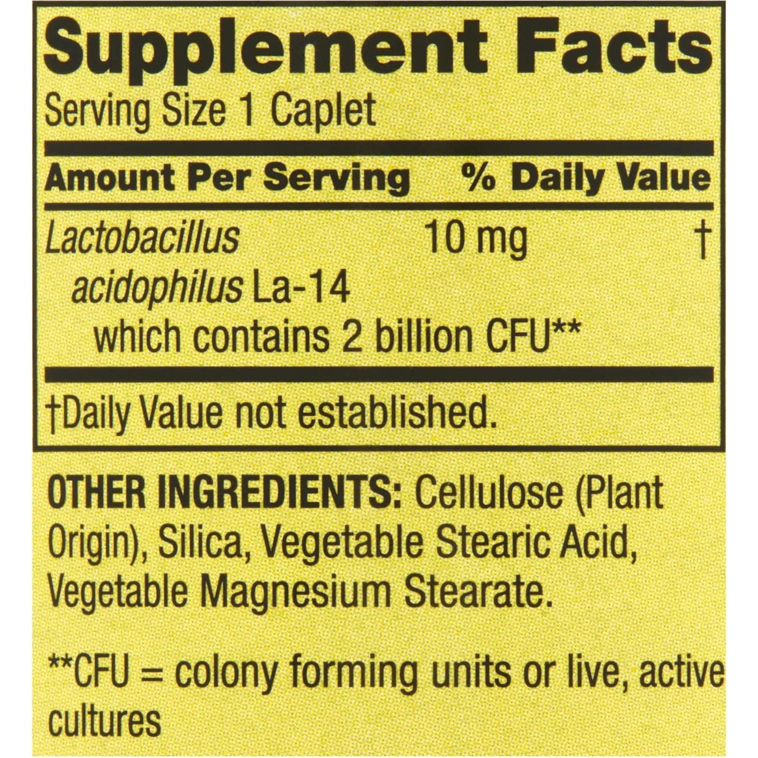 Suplemento Probiotico Acidophilus Spring Valley 100 Tabletas