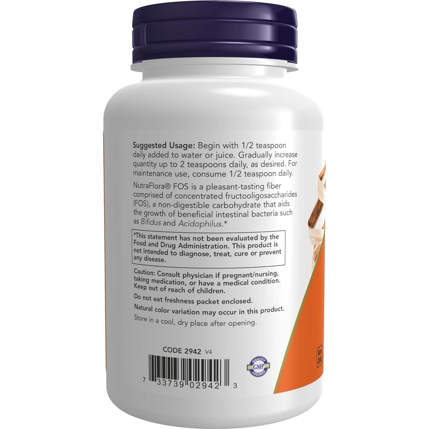 NOW Foods Polvo Puro NutraFlora FOS 113.4g Fibra Prebiótica