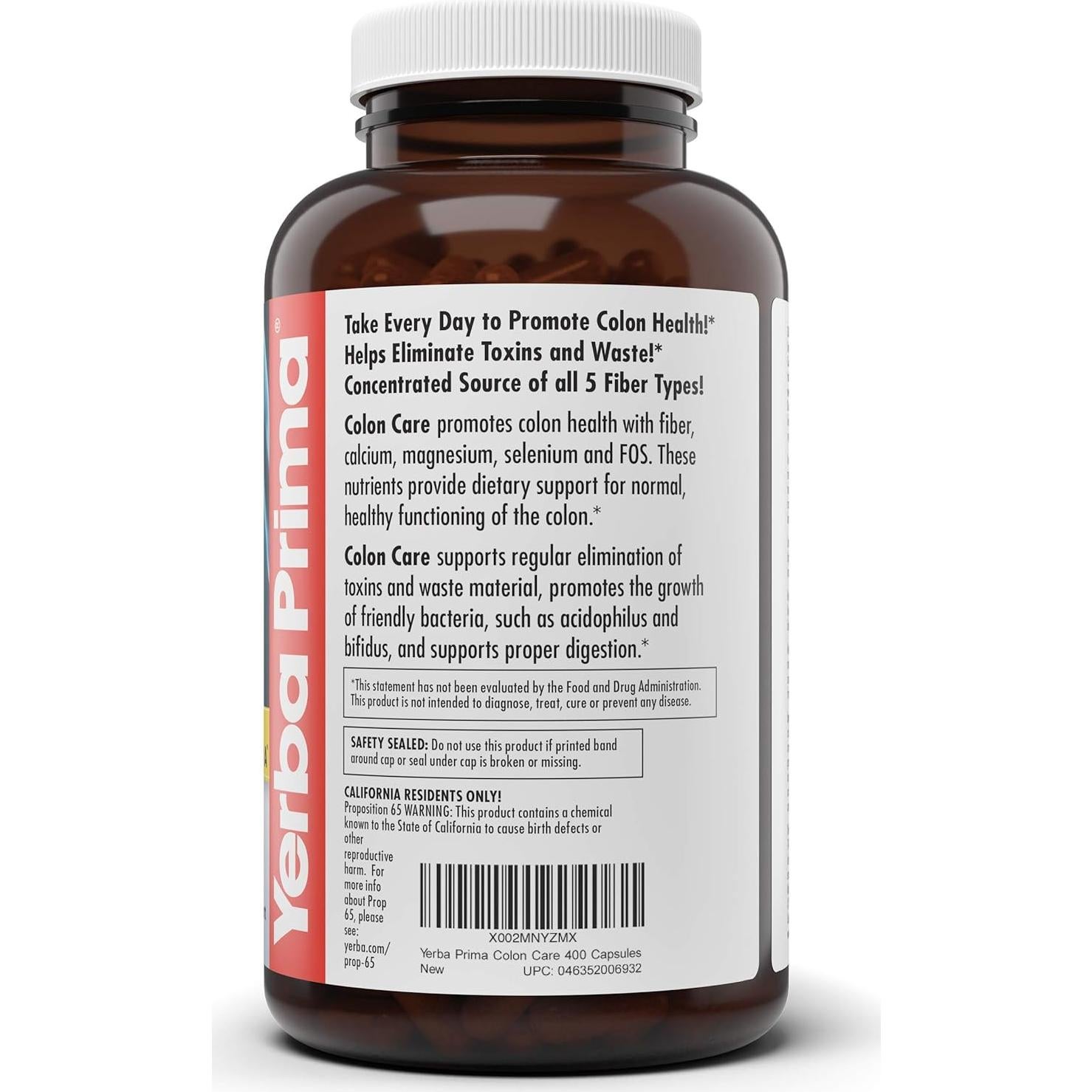 Cápsulas de Cuidado del Colon Yerba Prima - 400 Caps Fibras