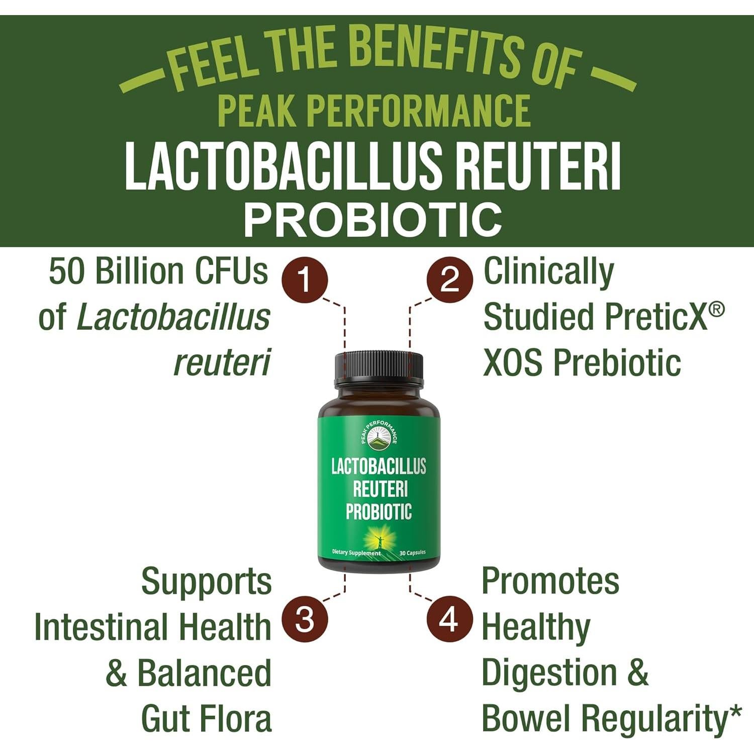 Probioticos Lactobacillus Reuteri 50 Mil Millones CFU Peak Performance