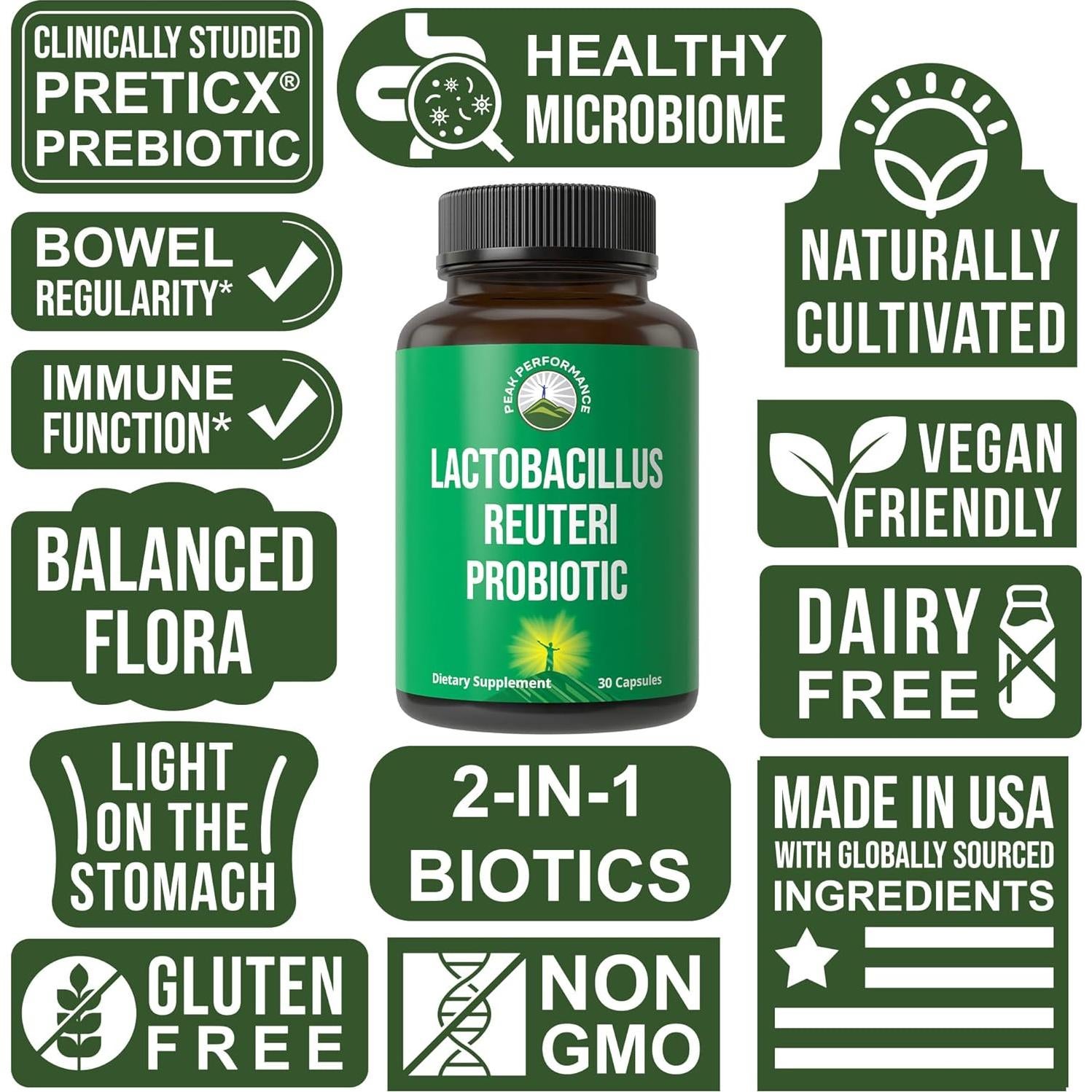 Probioticos Lactobacillus Reuteri 50 Mil Millones CFU Peak Performance