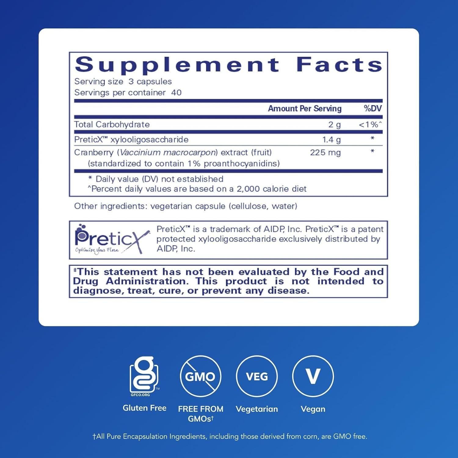 Poli-Prebiótico Pure Encapsulations | 120 Cápsulas para Salud Intestinal