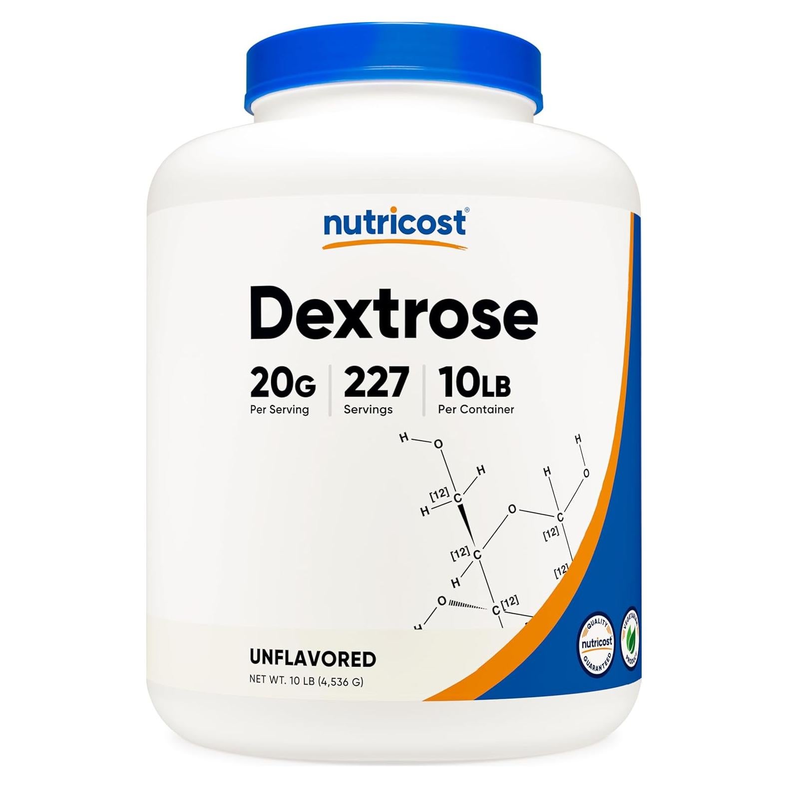 Polvo de Dextrosa Nutricost 4.54 kg - Sin OGM, Sin Gluten