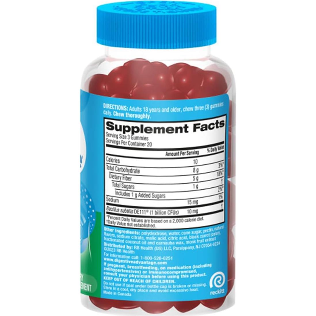 Gomitas de Fibra Prebiótica Digestive Advantage Sabor Fresa 60 Unidades