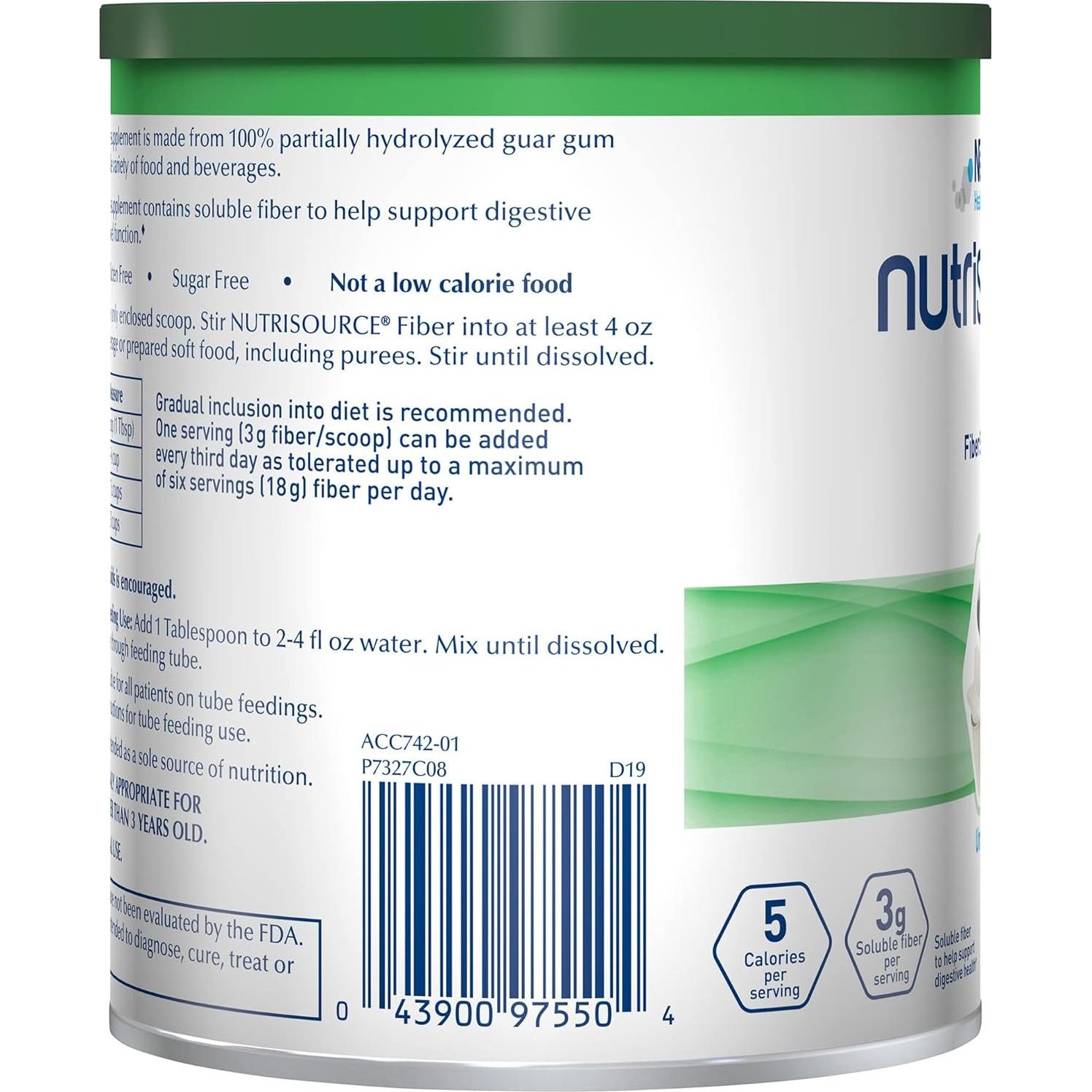 Suplemento de Fibra Nutrisource 204 g - Tarro 4 Unidades