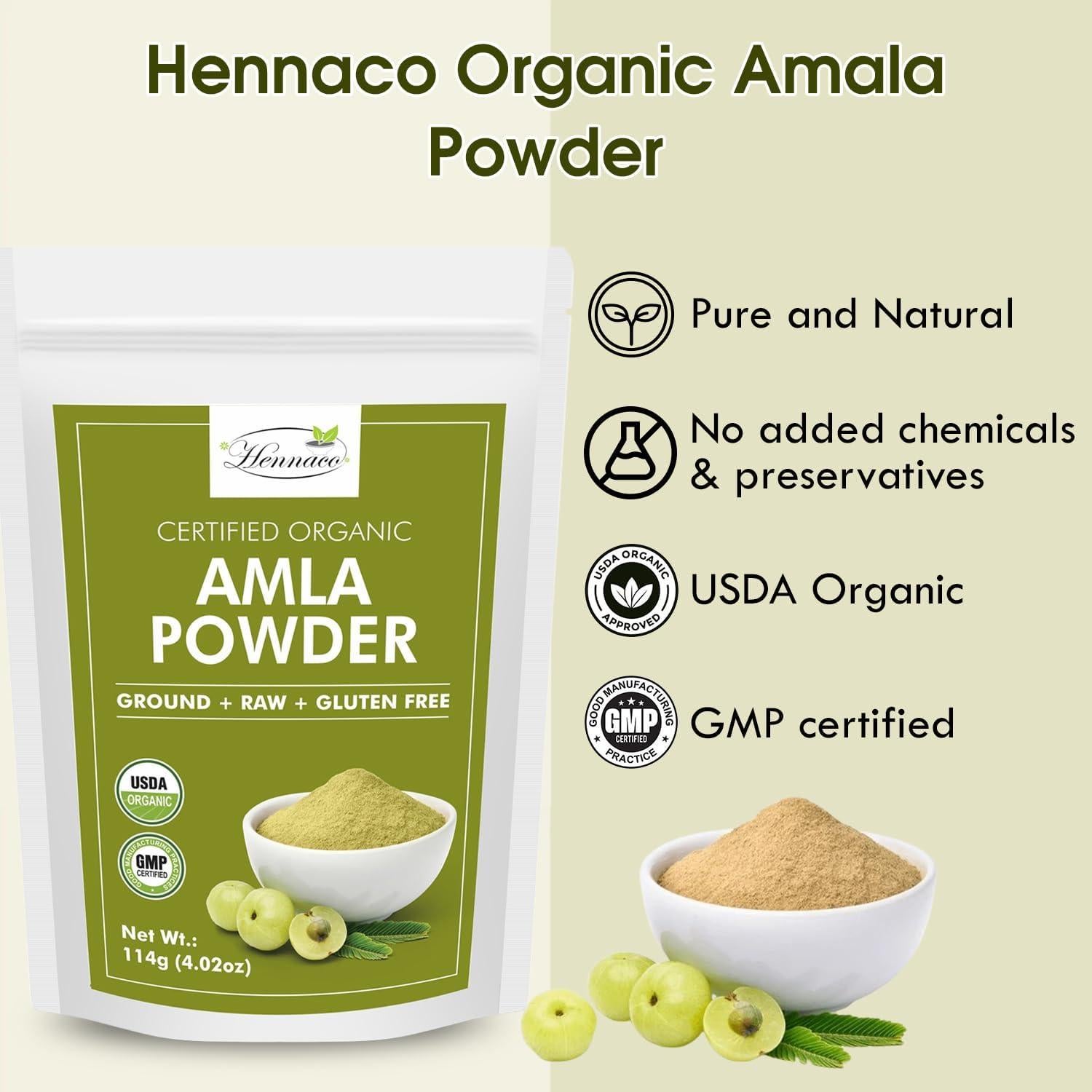 Polvo de Amla Orgánico Hennaco 114g - Grosella India Natural