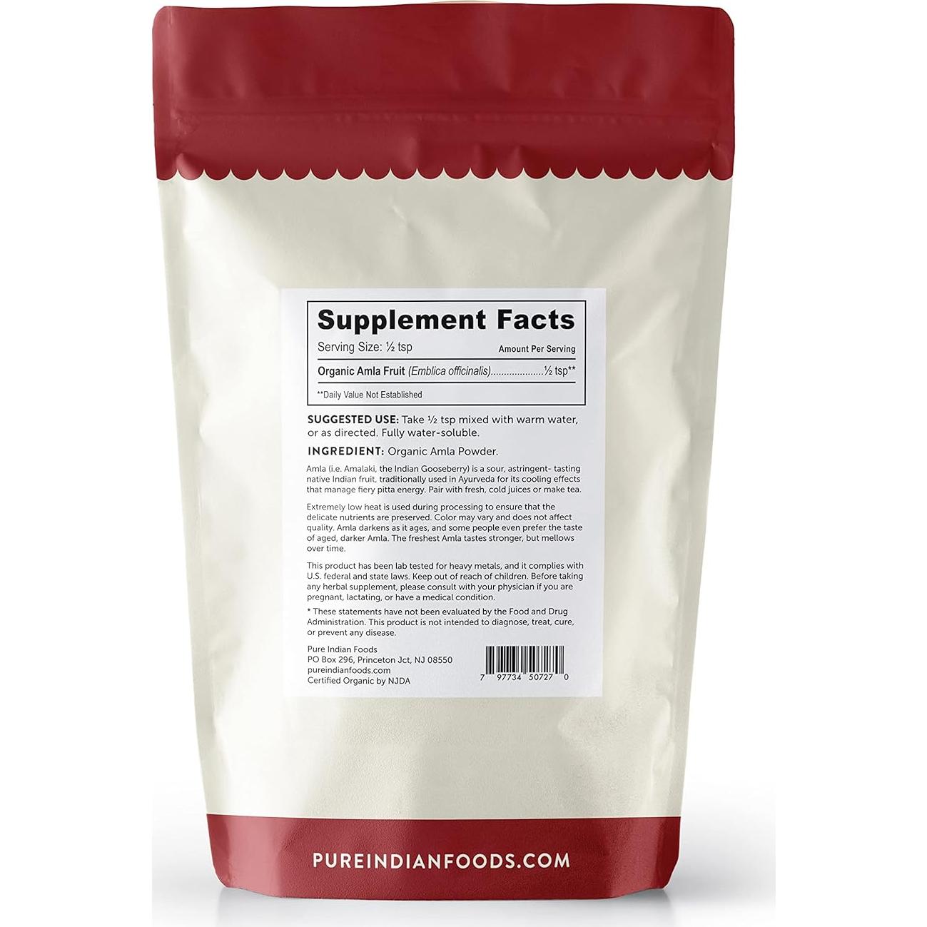 Polvo de Amla Orgánico Pure Indian Foods 227 g Suplemento