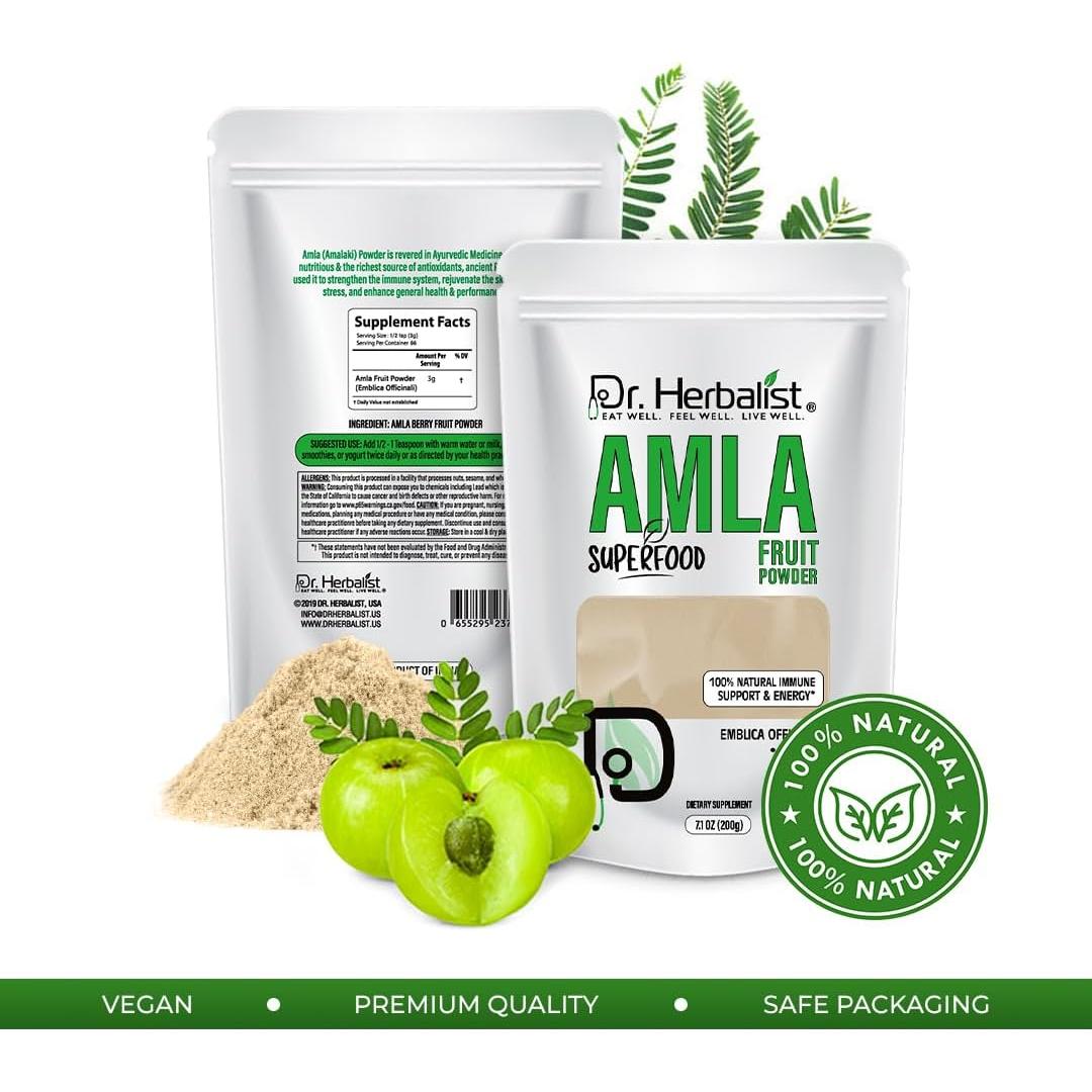 Polvo de Fruta Amla Orgánico 200g Dr. Herbalista - Apoyo Inmunológico