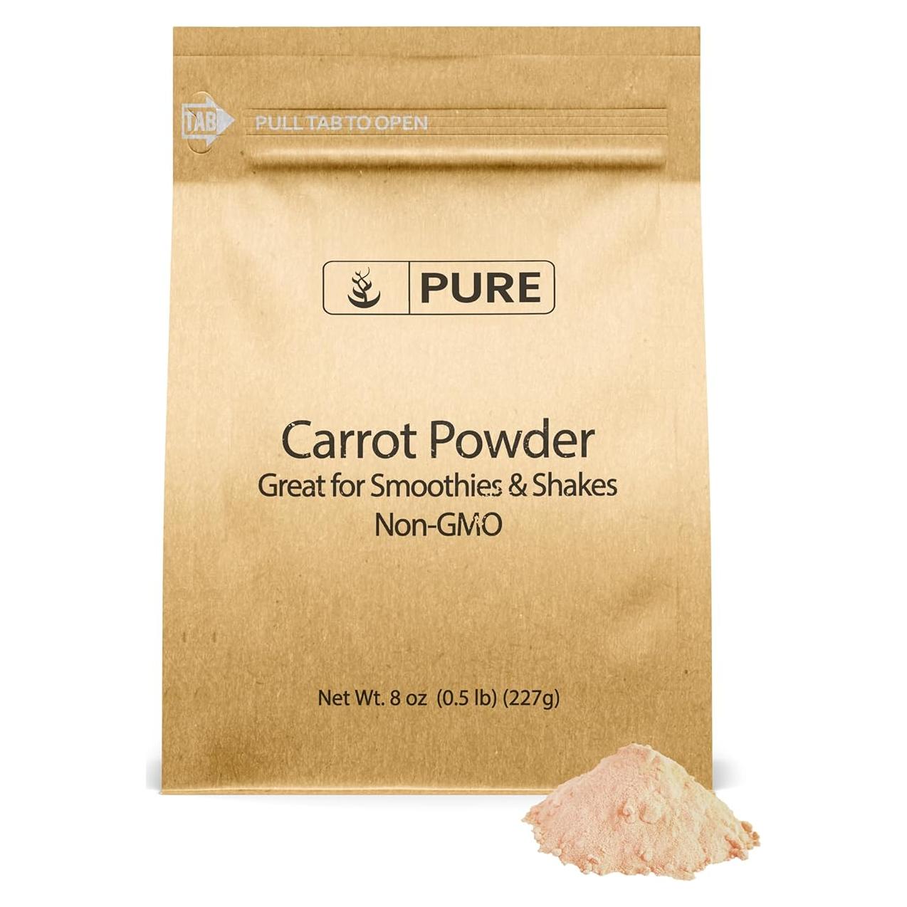 Polvo de Zanahoria 227g Ingredientes Orgánicos Puros Sin Aditivos