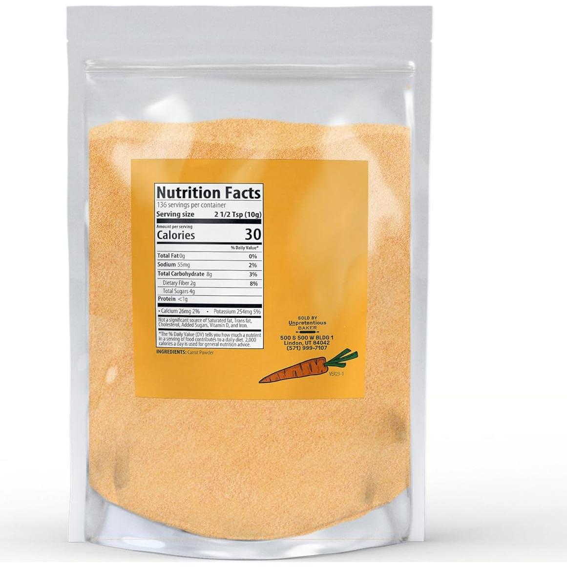 Polvo de Zanahoria Sin Pretensiones 1.36kg Vegano Sin OGM