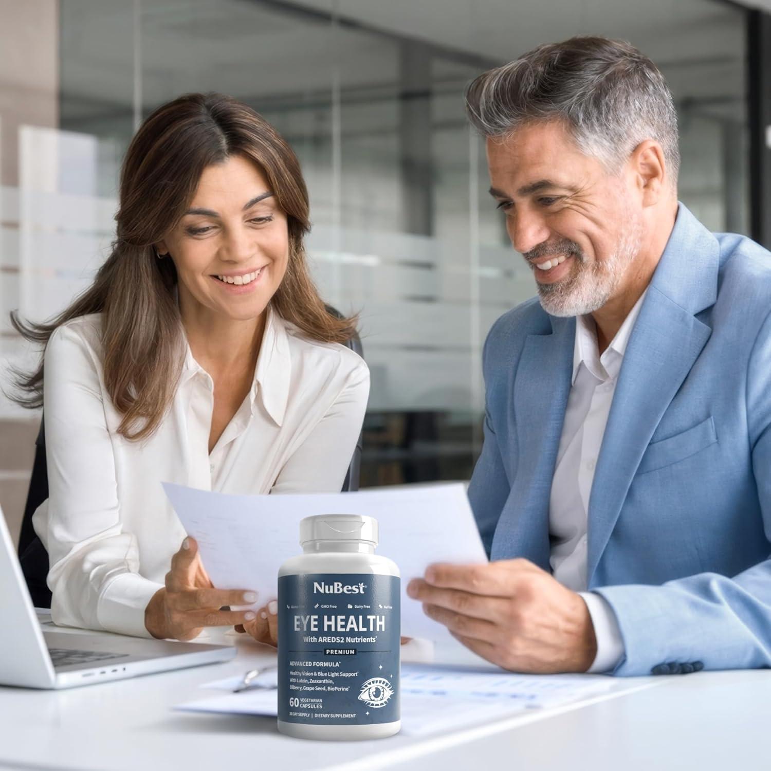 NuBest AREDS 2 Eye Vitamins with Beta Carotene Carrot Powder, 20mg Lutein, 4mg Zeaxanthin, Bilberry, Grape Seed, BioPerine, B-Complex, Multivitamin for Eye Health | 1 Month Supply