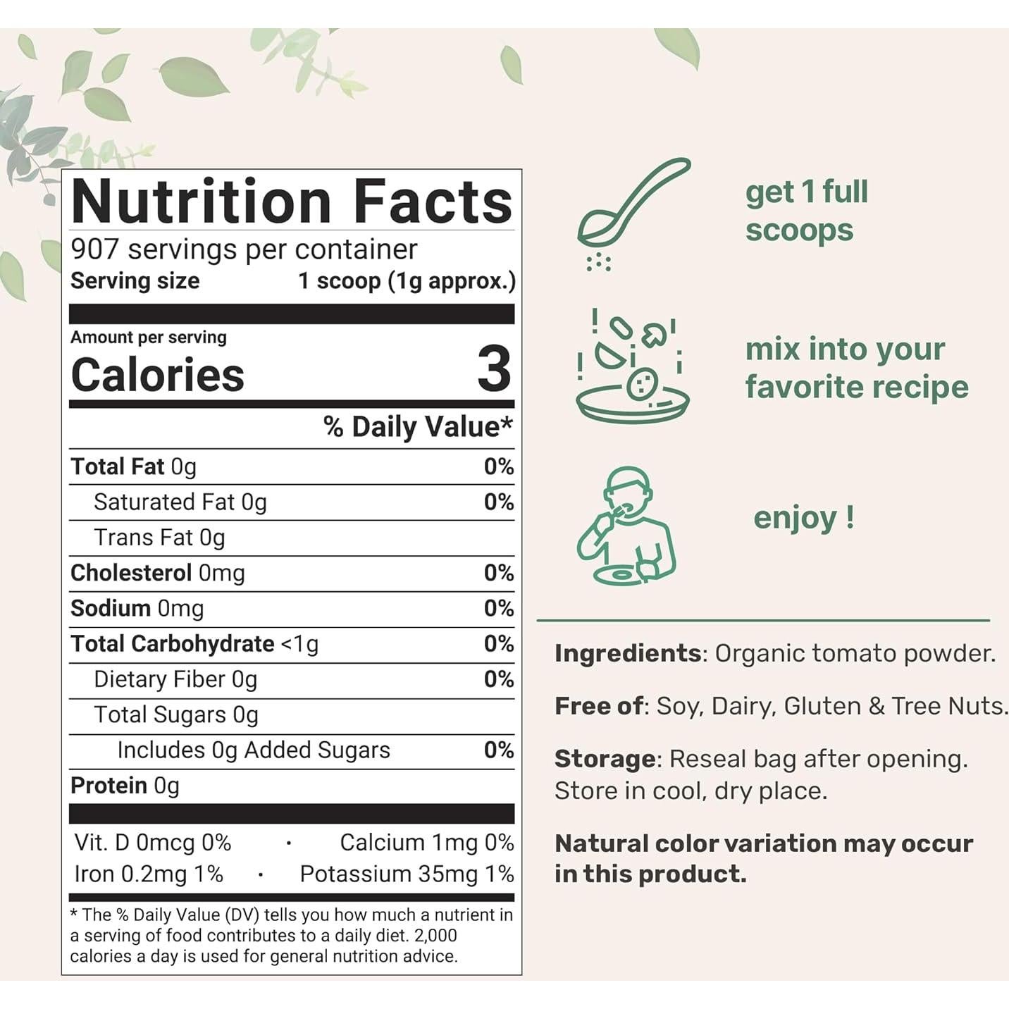 Polvo de Tomate Orgánico Micro Ingredients 0.91kg Sin Gluten