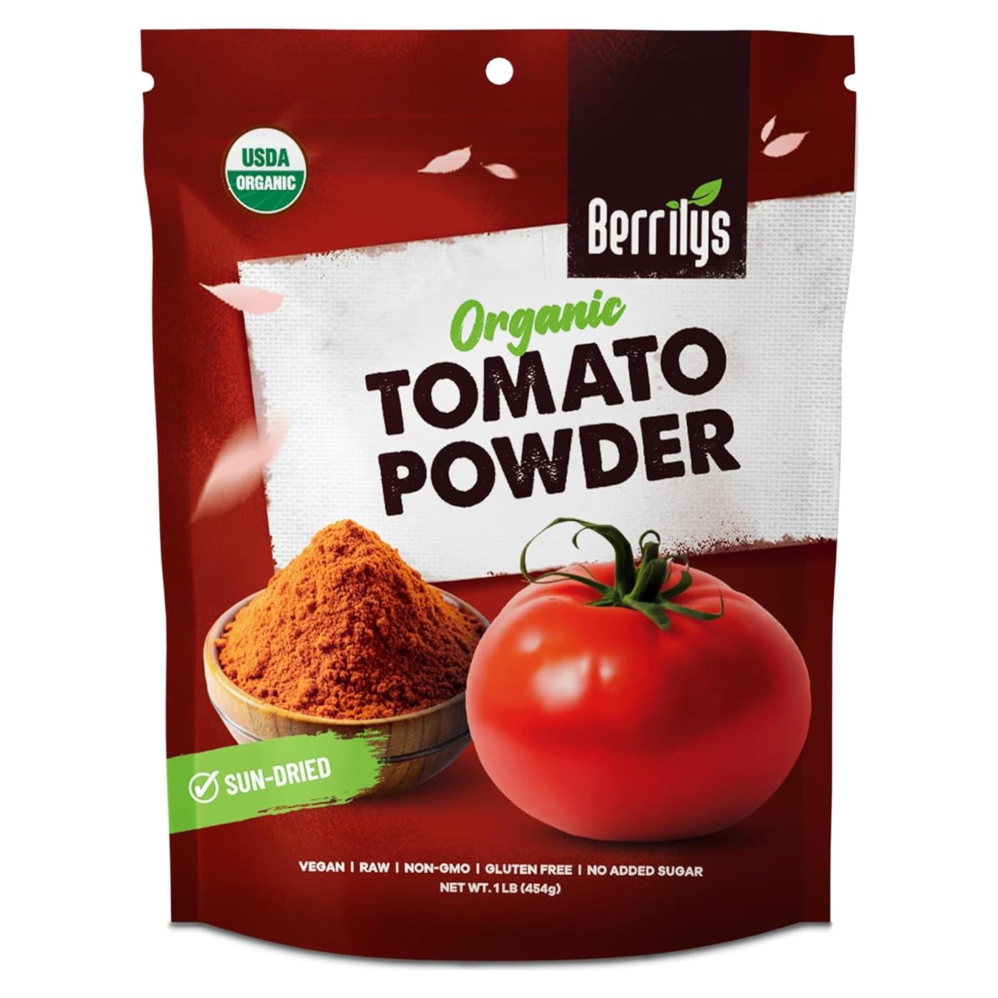 Polvo de Tomate Seco Orgánico Berrilys 453.6g - Ideal para Pizza y Pasta
