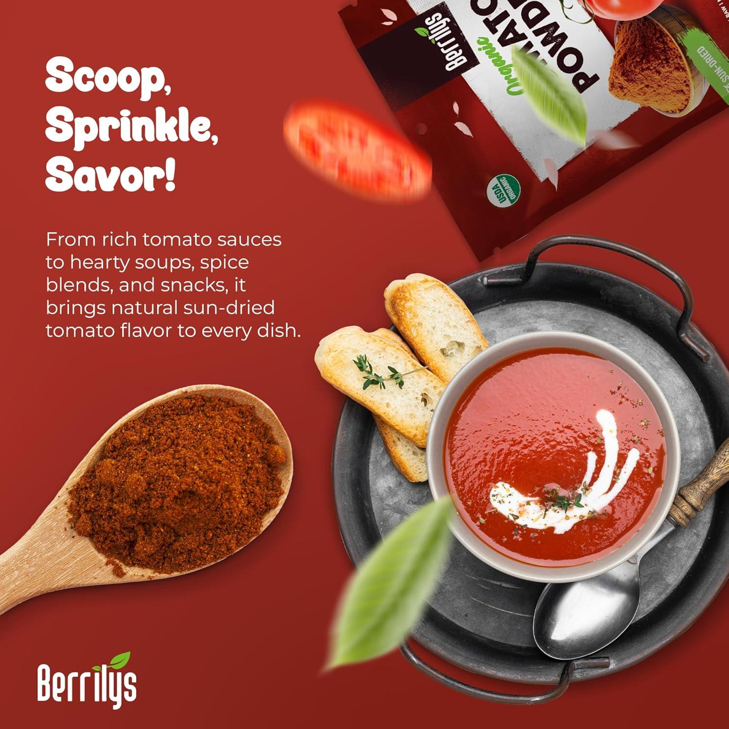 Polvo de Tomate Seco Orgánico Berrilys 453.6g - Ideal para Pizza y Pasta