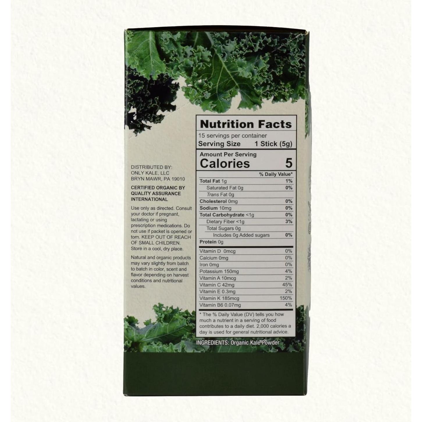 Polvo de Kale Orgánico OnlyKale - 15 Paquetes Individuales