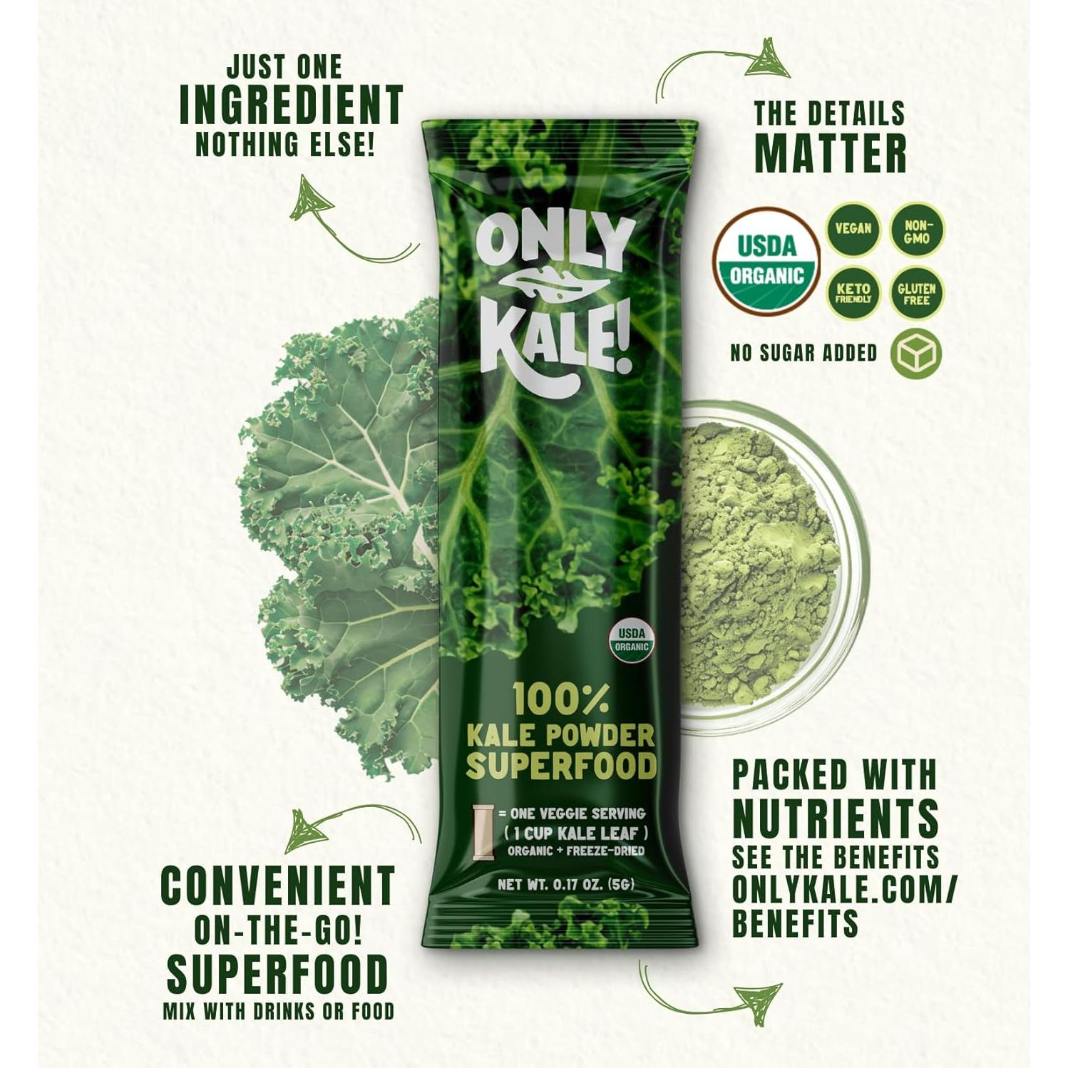 Polvo de Kale Orgánico OnlyKale - 15 Paquetes Individuales