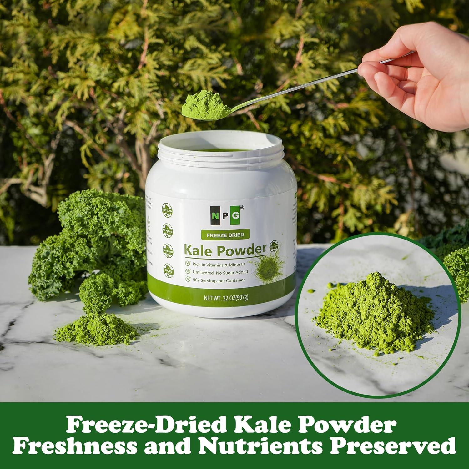 Polvo de Col Rizada Liofilizado NPG 2 KG, 100% Puro, Sin Azúcar