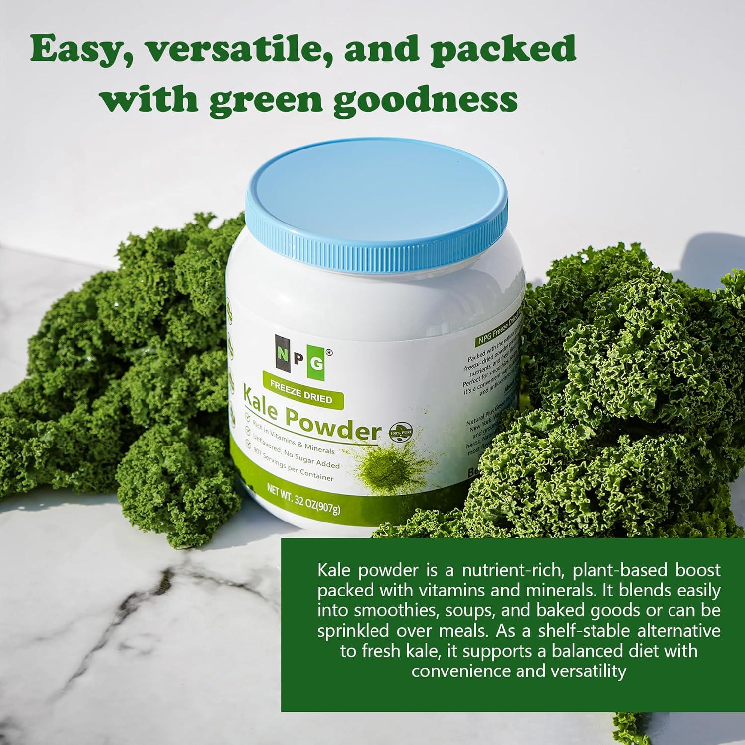 Polvo de Col Rizada Liofilizado NPG 2 KG, 100% Puro, Sin Azúcar