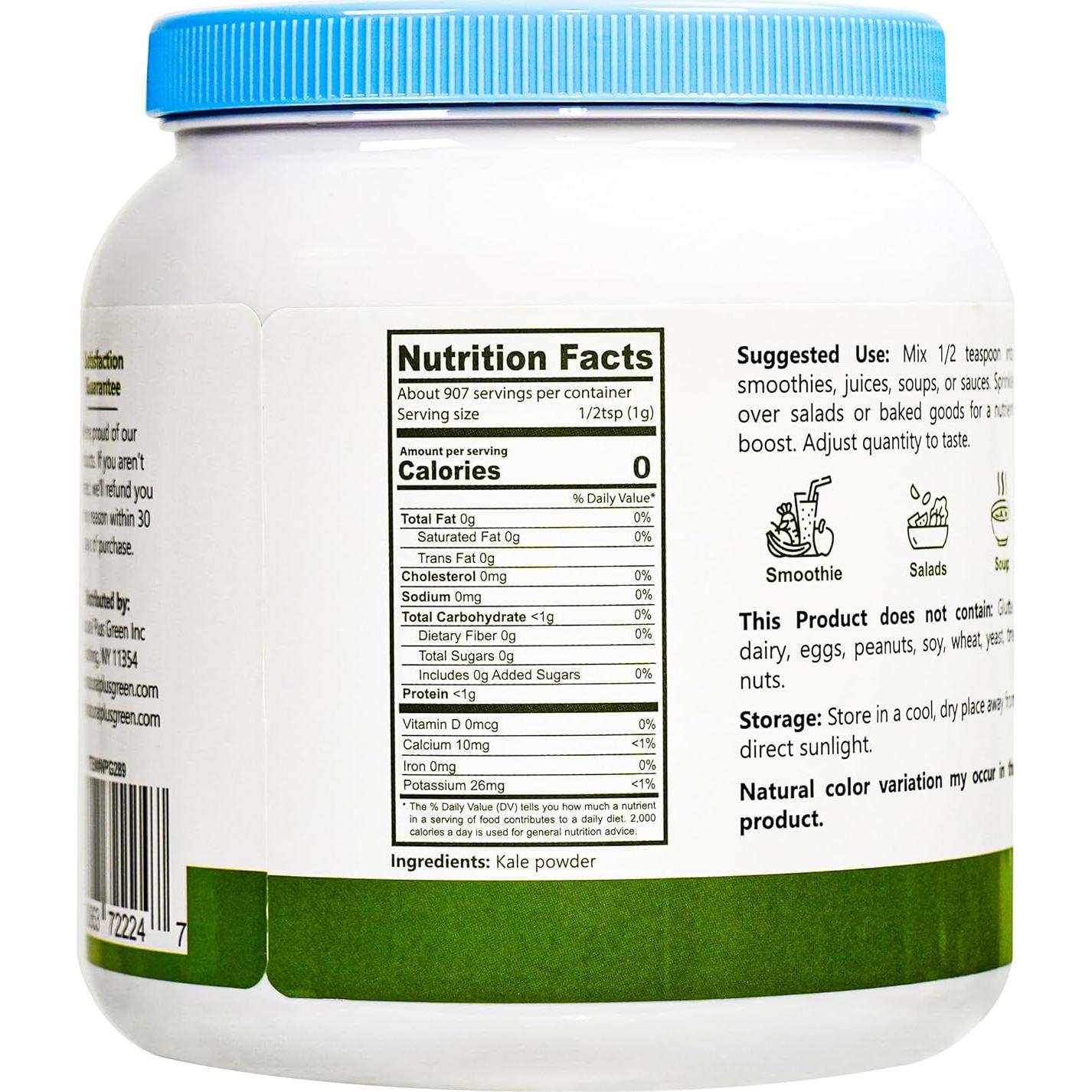 Polvo de Col Rizada Liofilizado NPG 2 KG, 100% Puro, Sin Azúcar