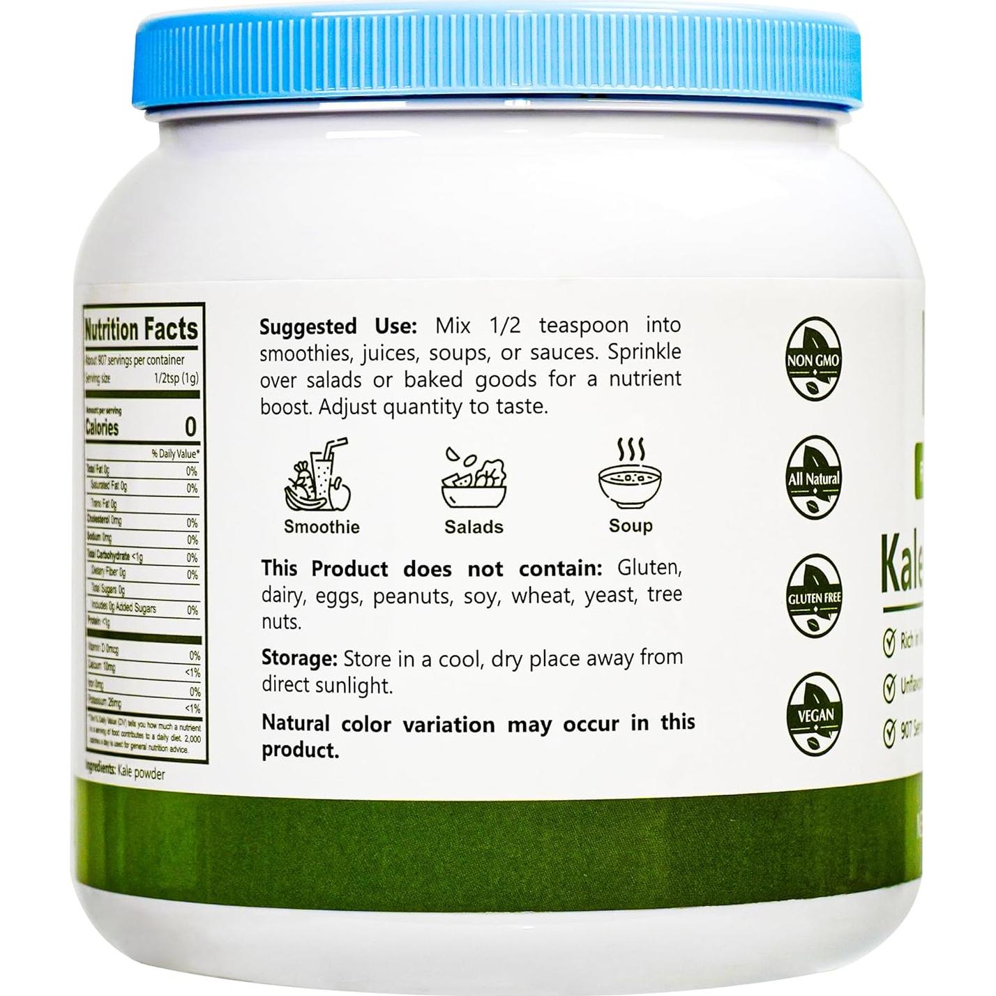 Polvo de Col Rizada Liofilizado NPG 2 KG, 100% Puro, Sin Azúcar