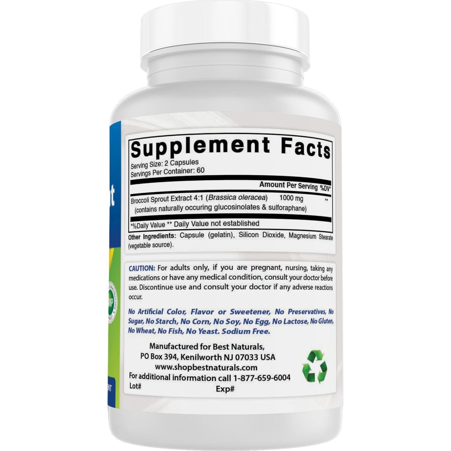 Extracto de Brote de Brócoli Best Naturals 1000mg - 240 Cápsulas