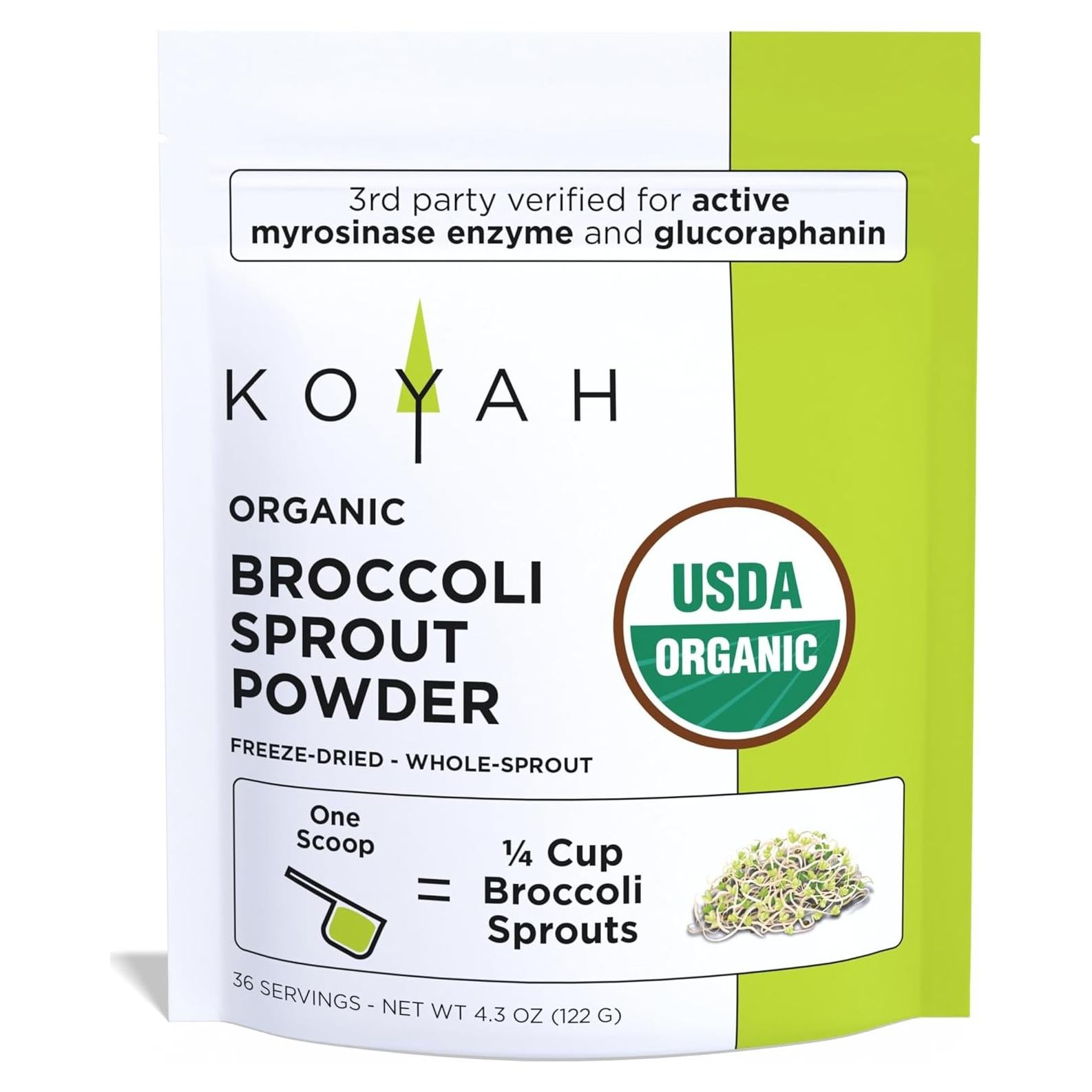 Polvo de Brote de Brócoli Orgánico KOYAH - 36 Porciones Liofilizado