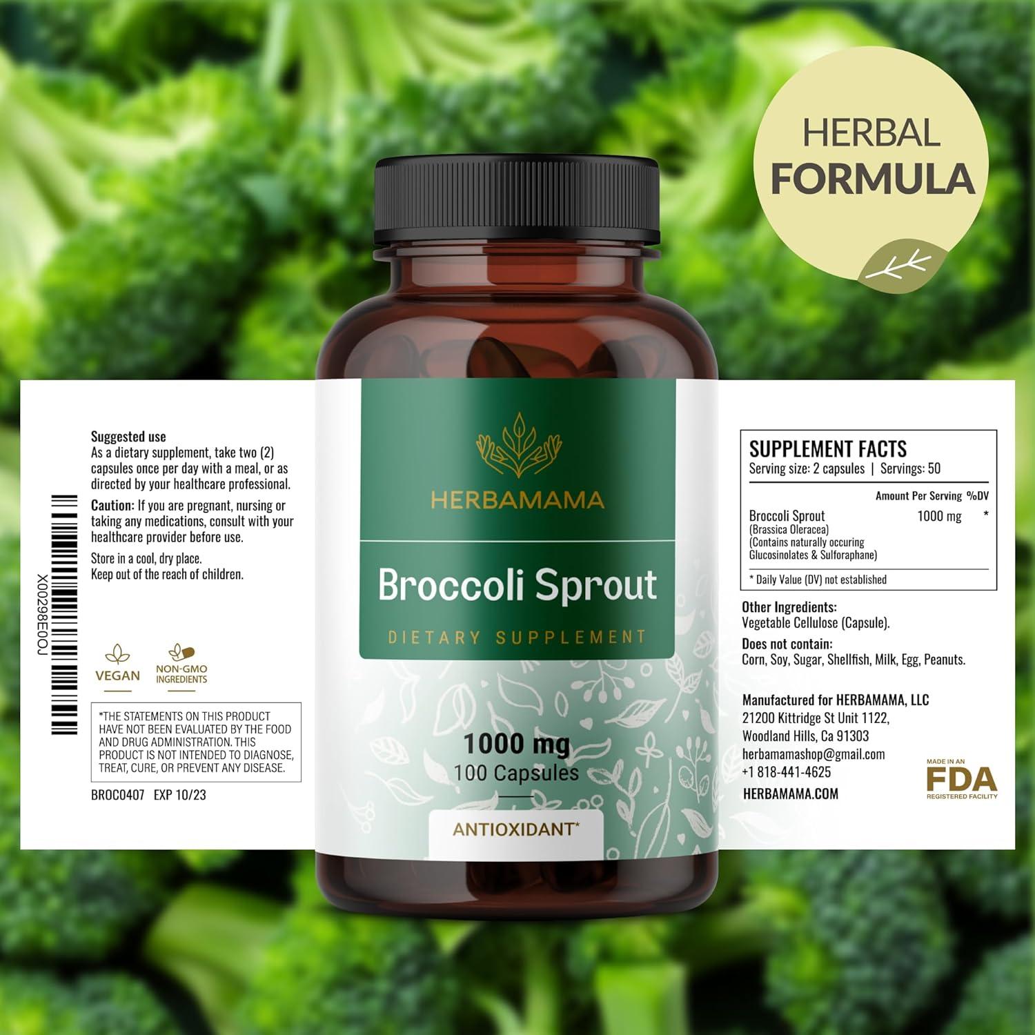 Cápsulas de Brotes de Brócoli HERBAMAMA 1000mg 100 Unidades