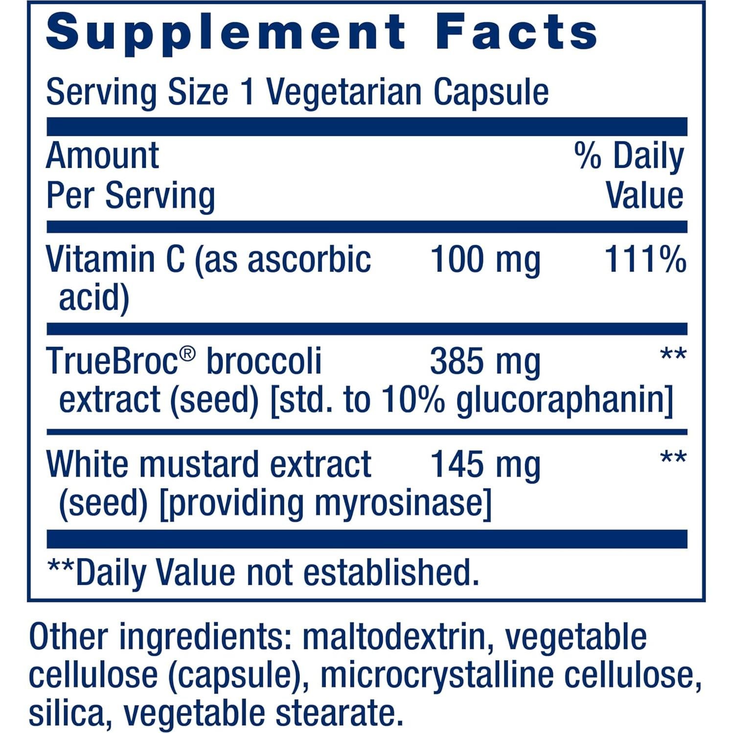 Suplemento de Brócoli Life Extension 30 Cápsulas Vegetariano