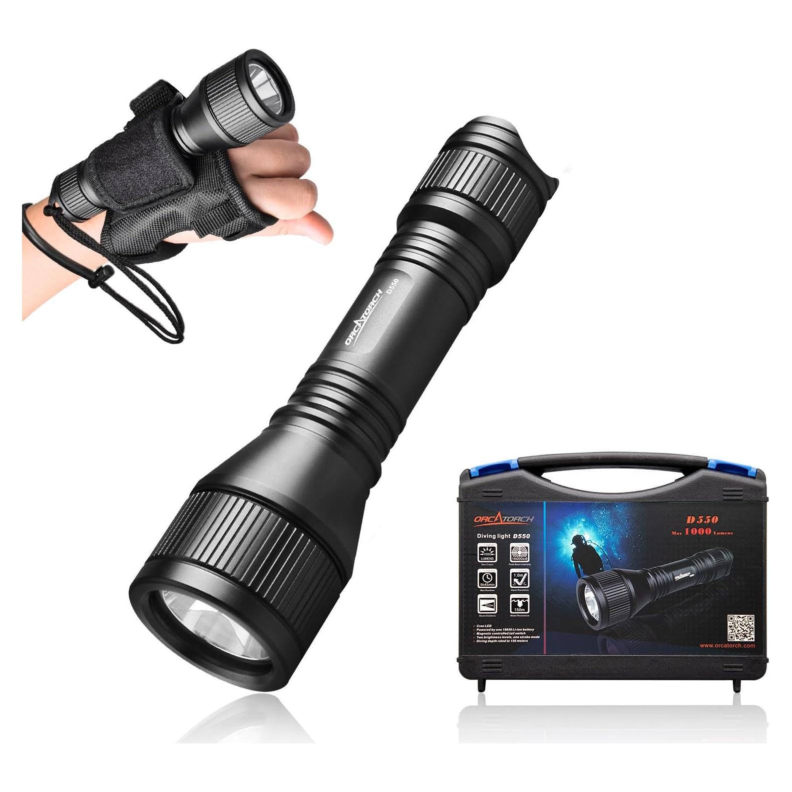 Linterna de Buceo ORCATORCH D550 1000 Lúmenes IP68