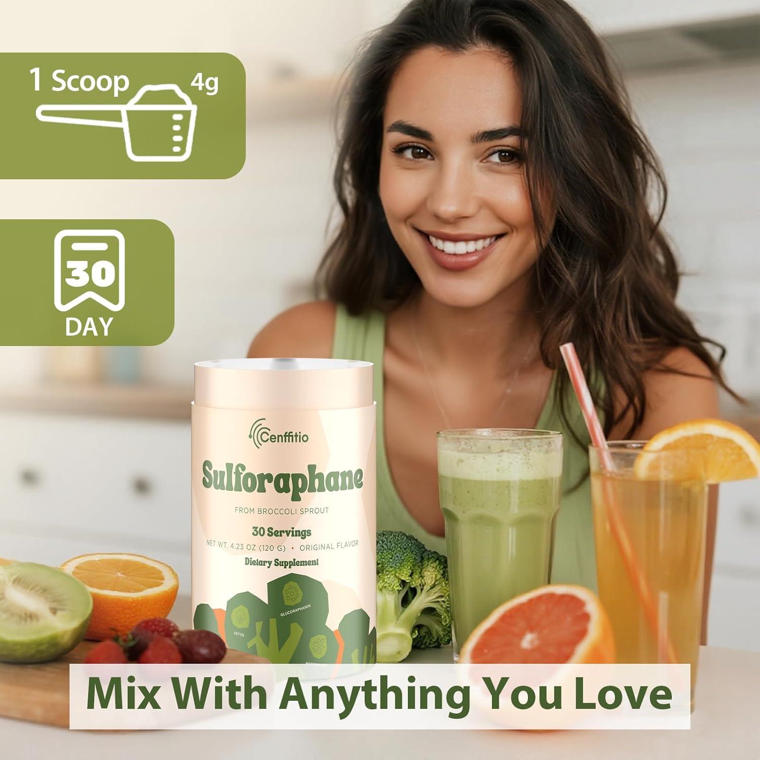 Suplemento de Sulforafano Cenffitio 120g - Antioxidante Vegano