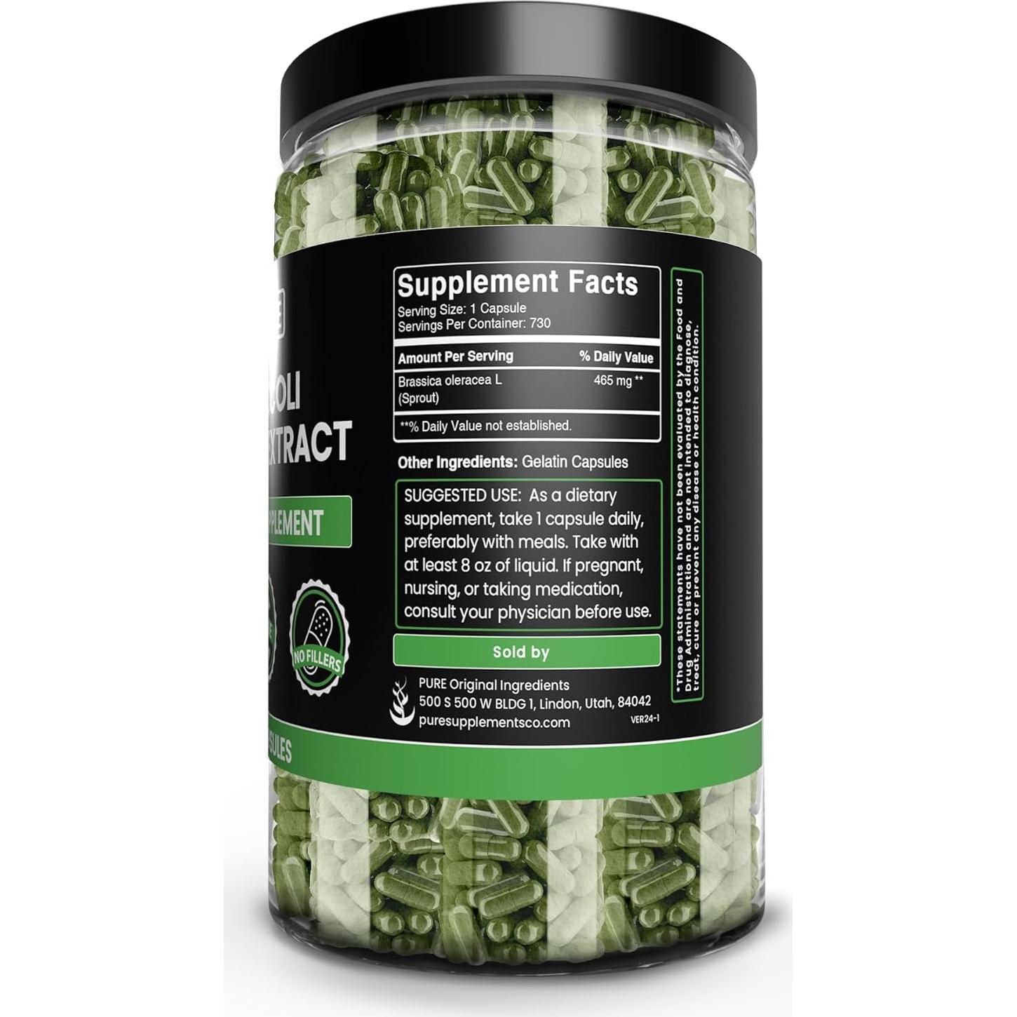 Extracto de Brócoli 730 Cápsulas Ingredientes Originales Puros