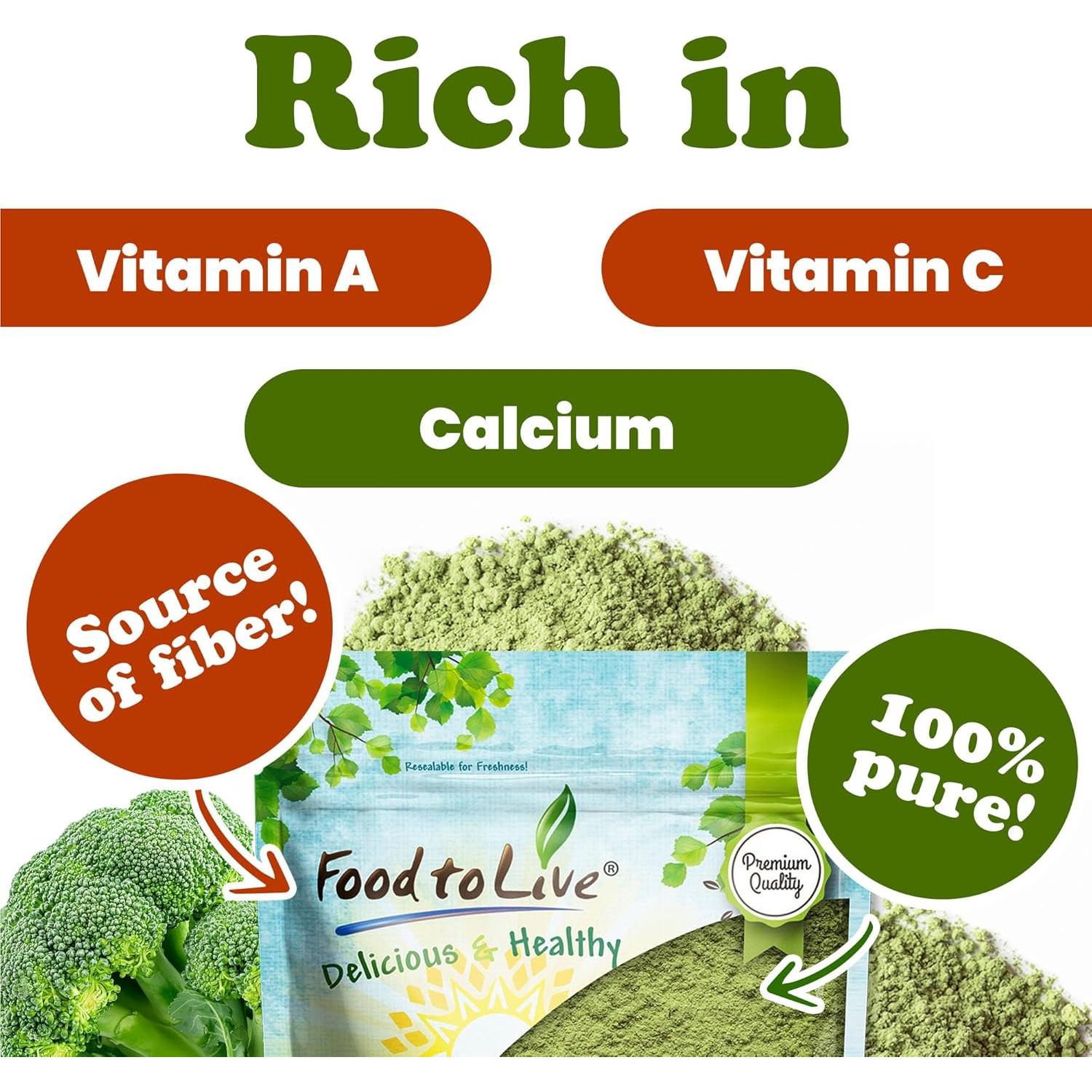 Polvo de Brócoli Food to Live 0.45 kg - Superalimento Vegano