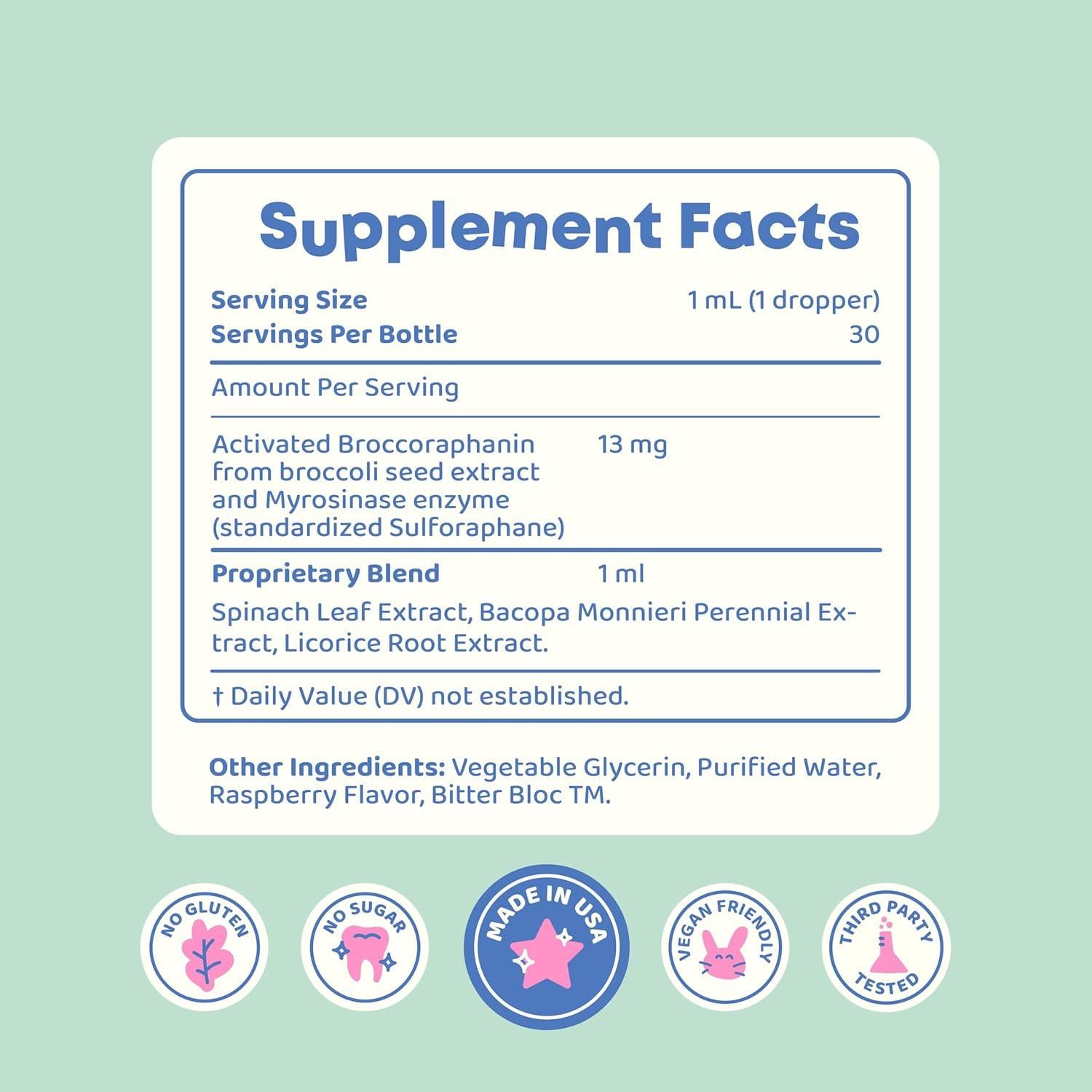 Suplemento Líquido de Sulforafano JoySpring para Niños 30 Días