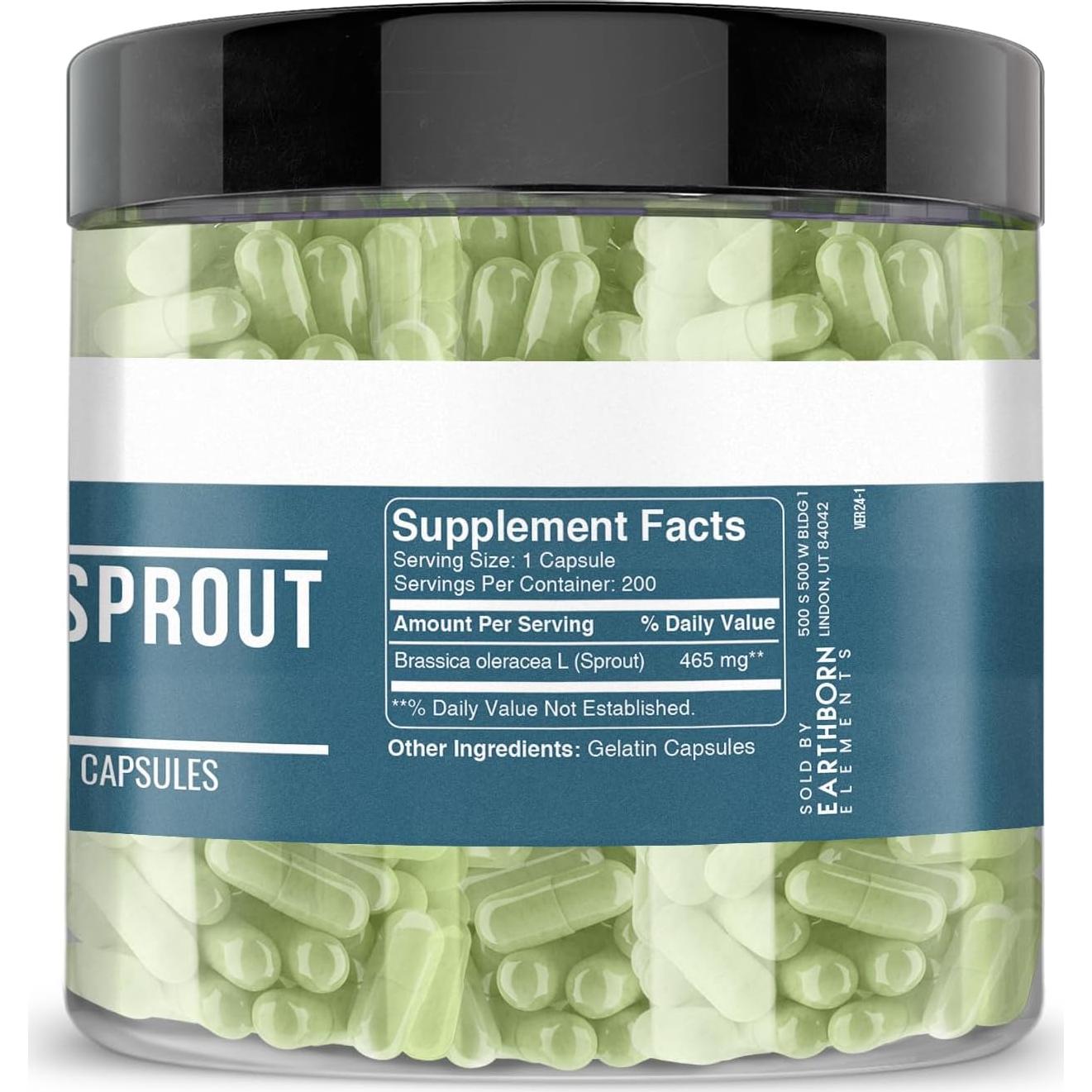 Extracto de Brócoli Earthborn Elements 200 Cápsulas Puras