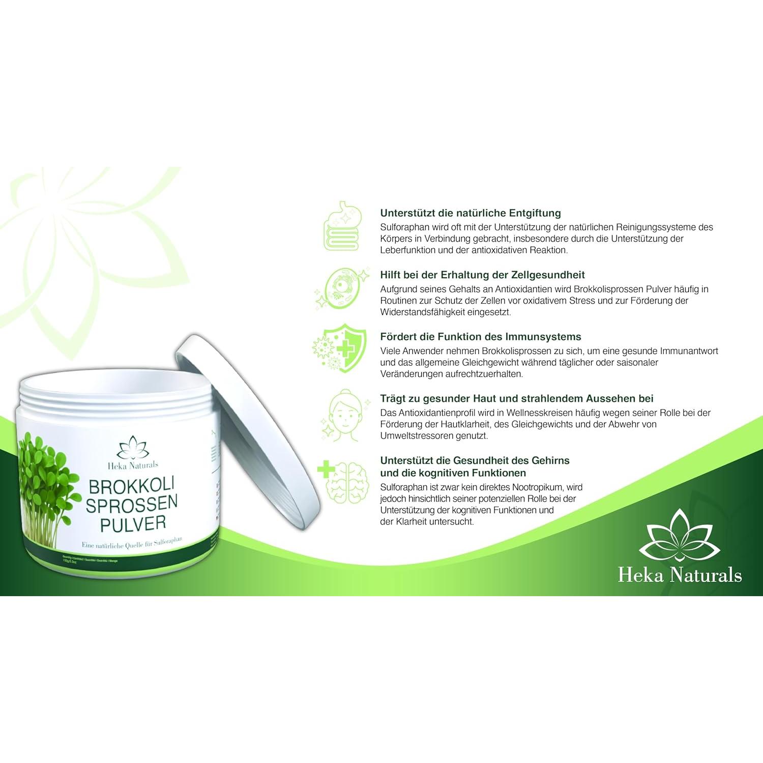 Polvo de Brote de Brócoli Orgánico Heka Naturals 150g - Superalimento