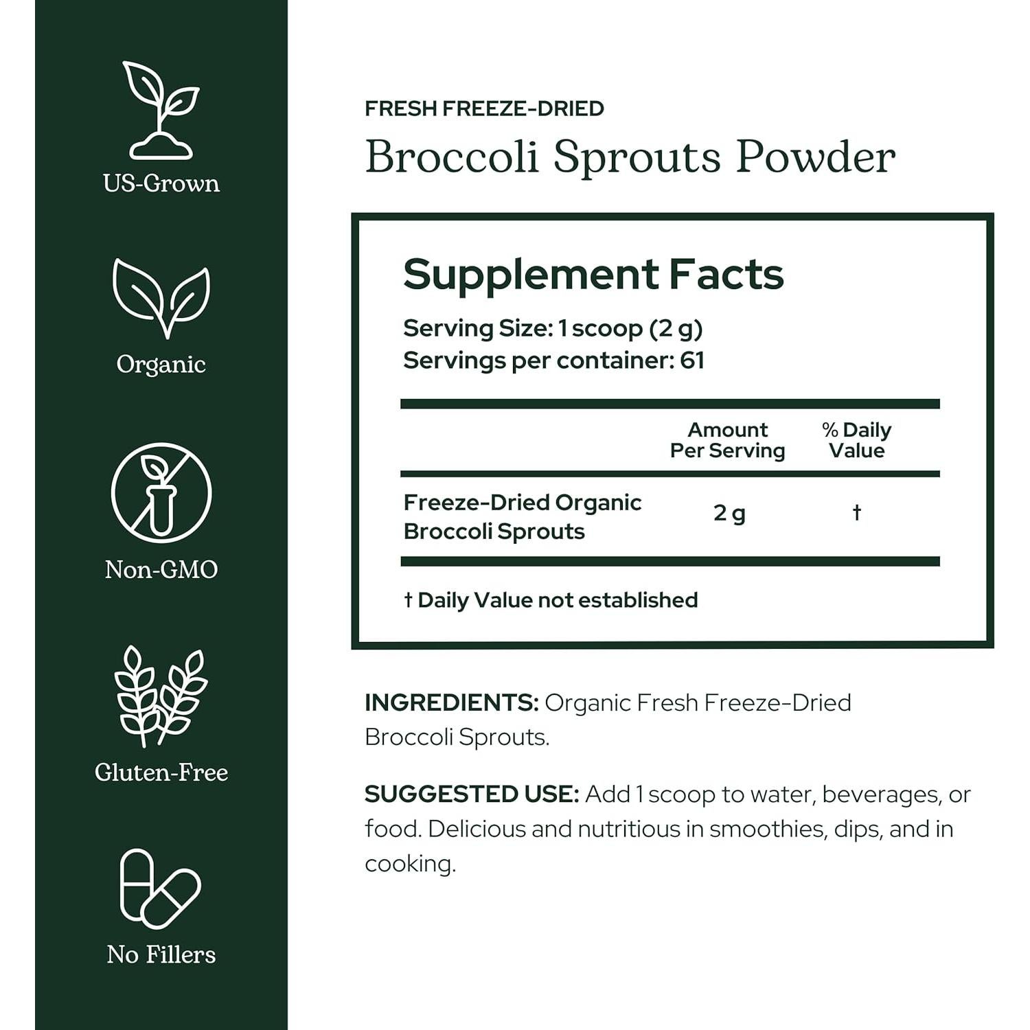 Polvo de Brotes de Brócoli Eclectic Herb 122 g - Orgánico