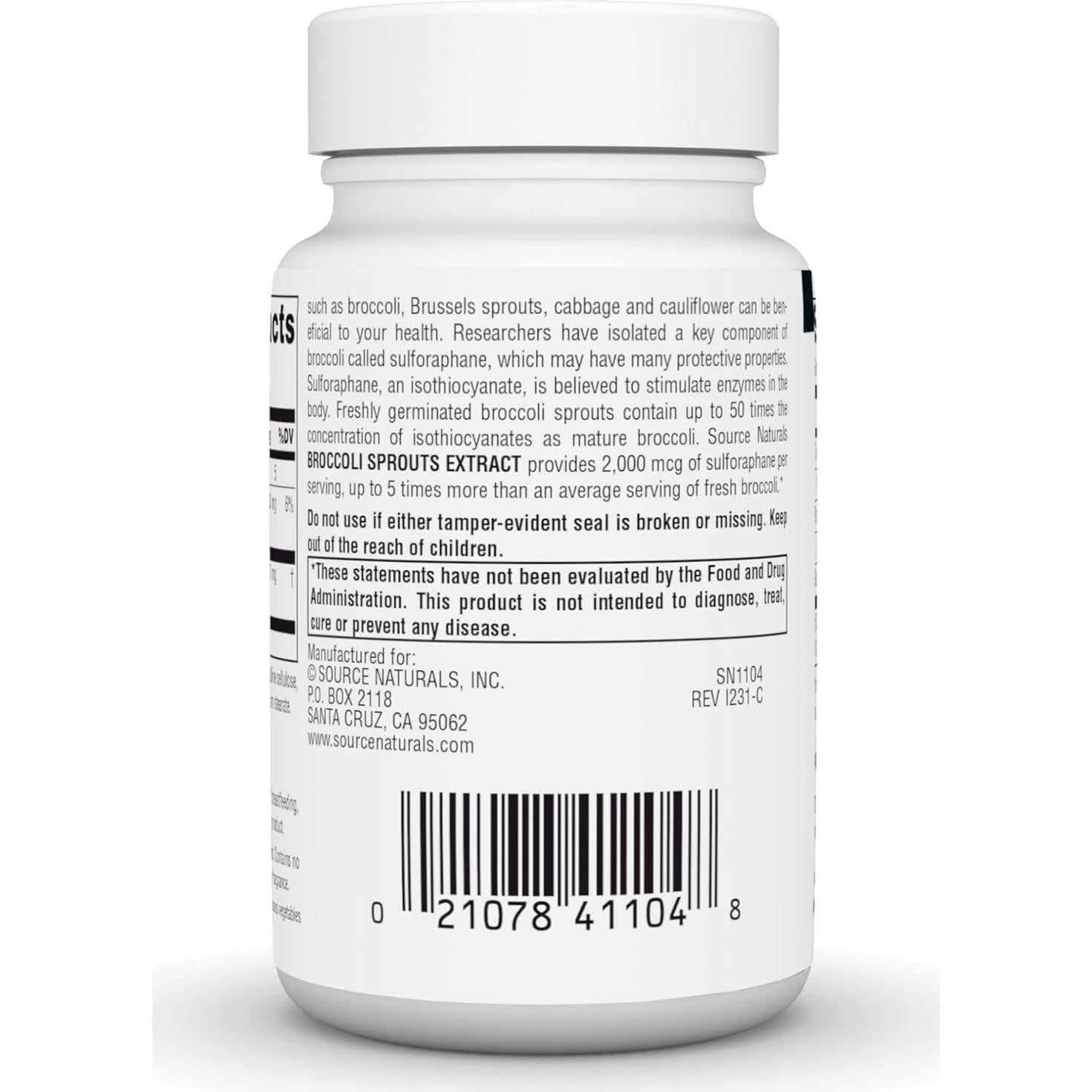 Extracto de Brotes de Brócoli Source Naturals 250 mg - 60 Tabletas