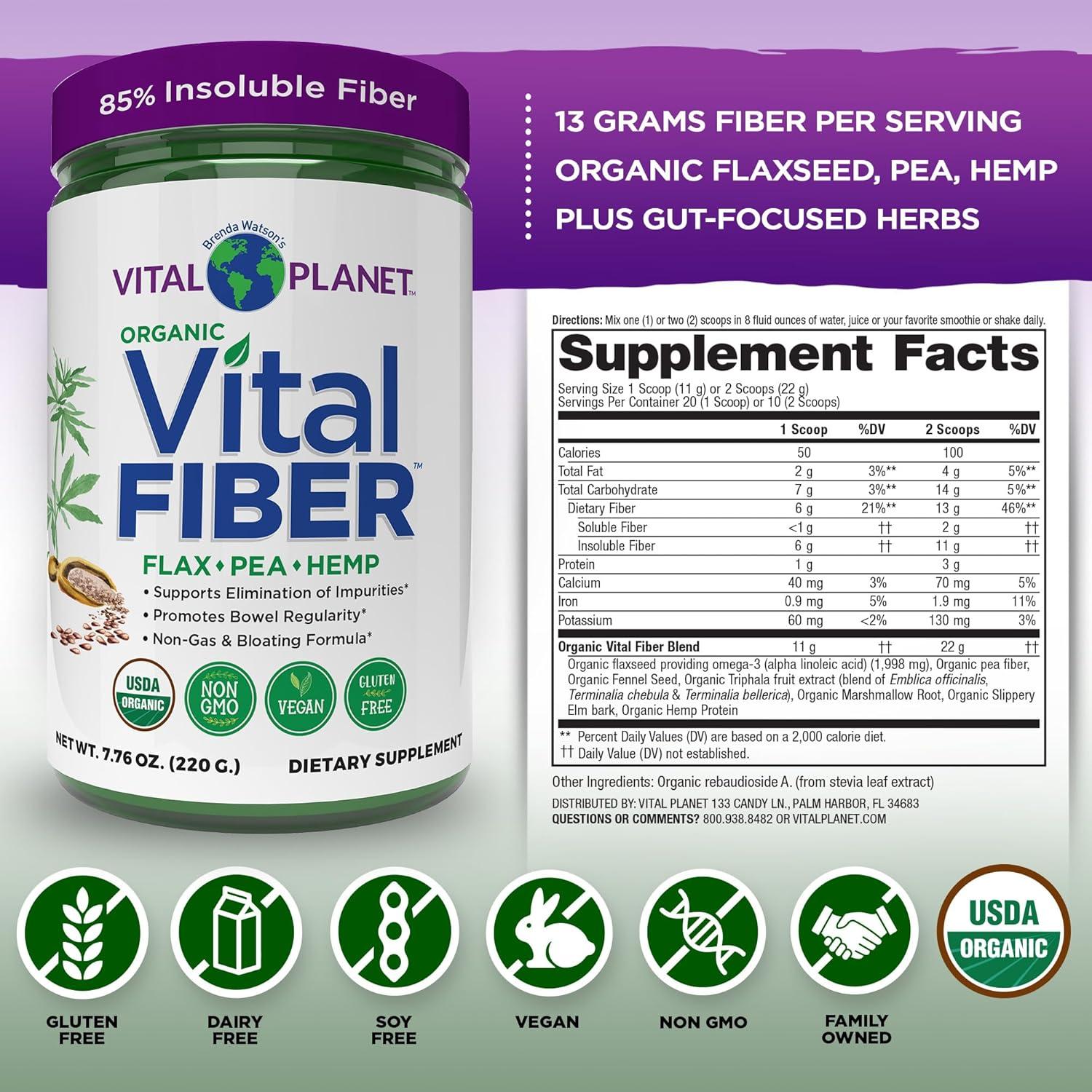 Polvo de Fibra Vital Orgánica Vital Planet 220g - Salud Digestiva