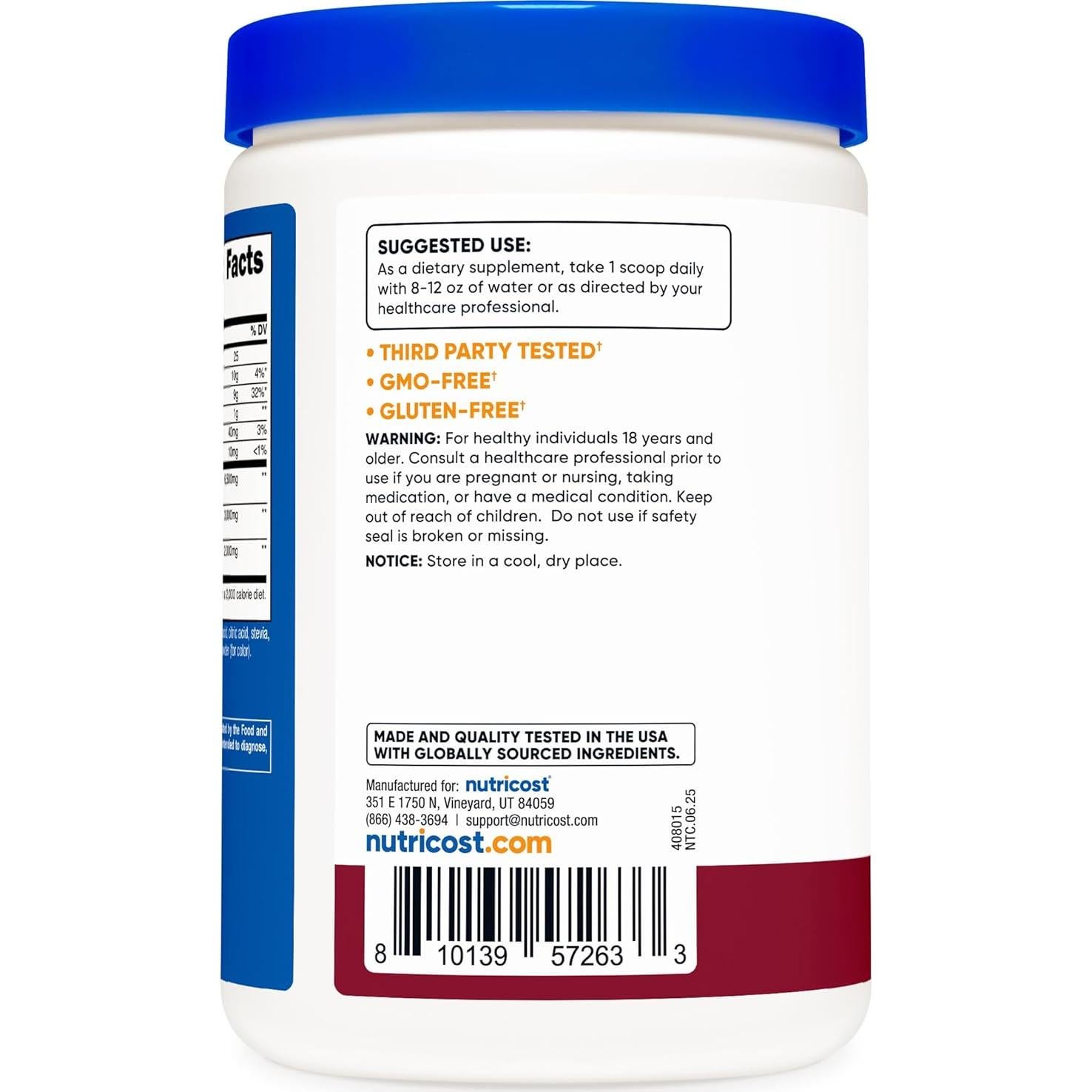 Fibra Soluble Nutricost Sabor Baya 30 Porciones Vegano Sin Gluten