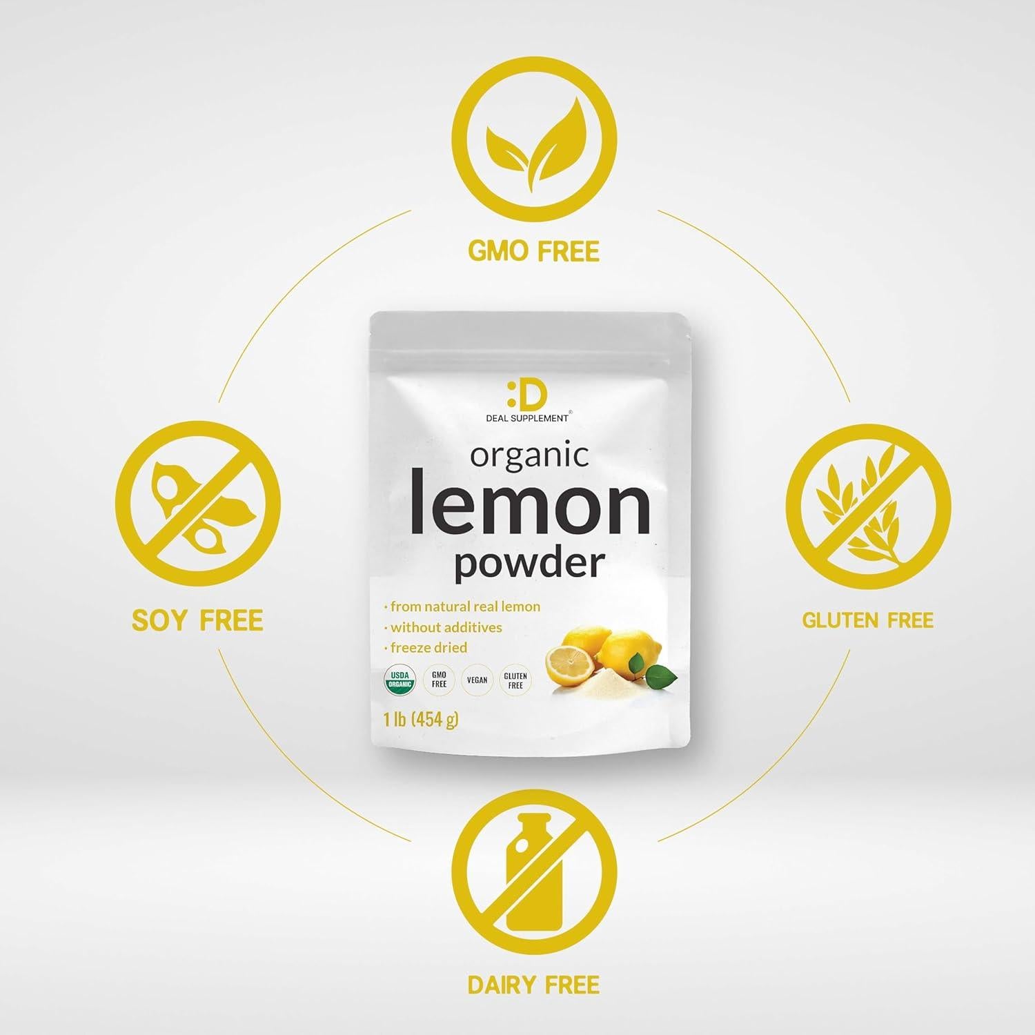 Polvo de Limón Orgánico 0.45kg - Fuente Real Liofilizada - Vitamina C