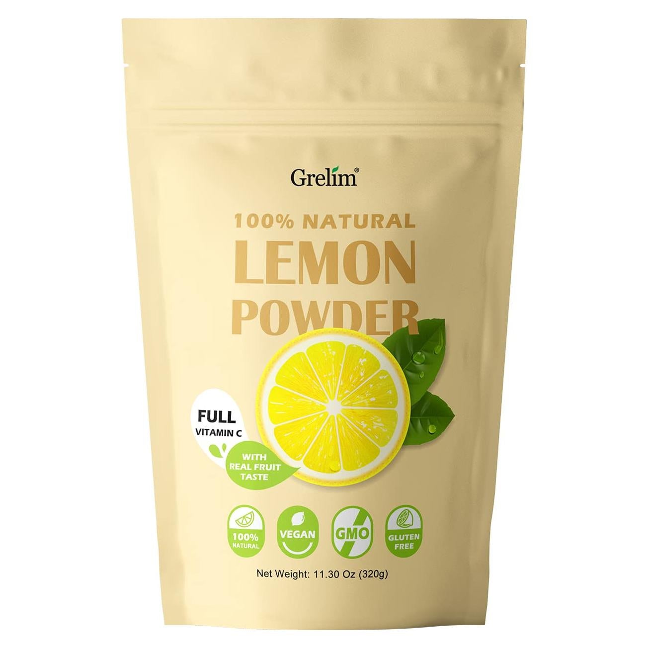 Polvo de Limón Grelim 320g - 100% Liofilizado, Sin Gluten, Rico en Vitamina C