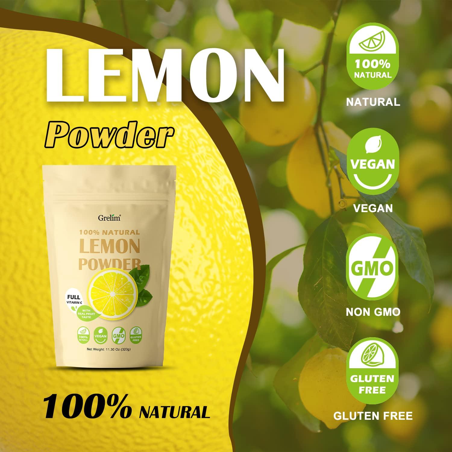 Polvo de Limón Grelim 320g - 100% Liofilizado, Sin Gluten, Rico en Vitamina C