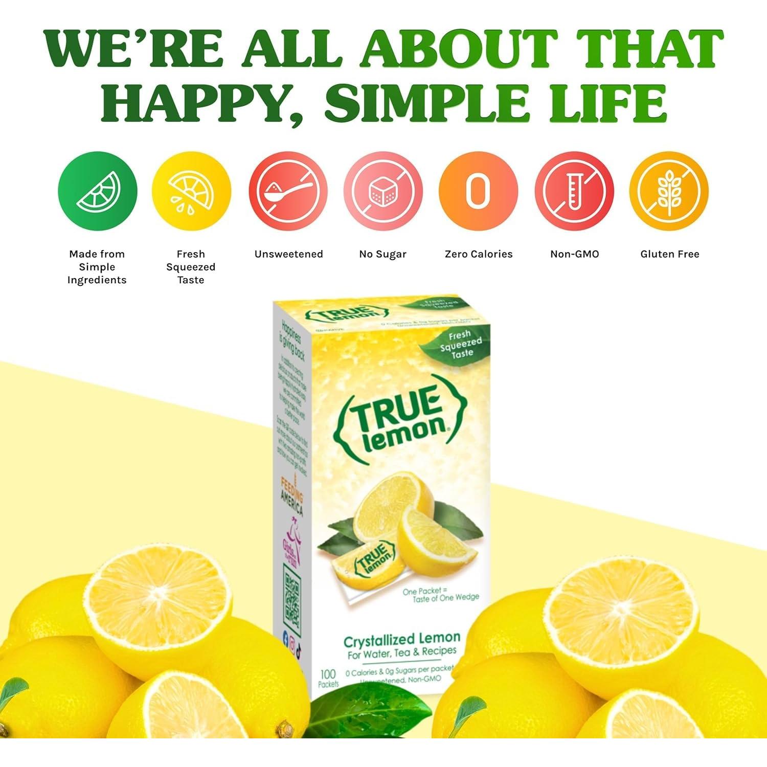 True Lemon Mejorador de Agua Sin Azúcar 80g - Sabor Limón