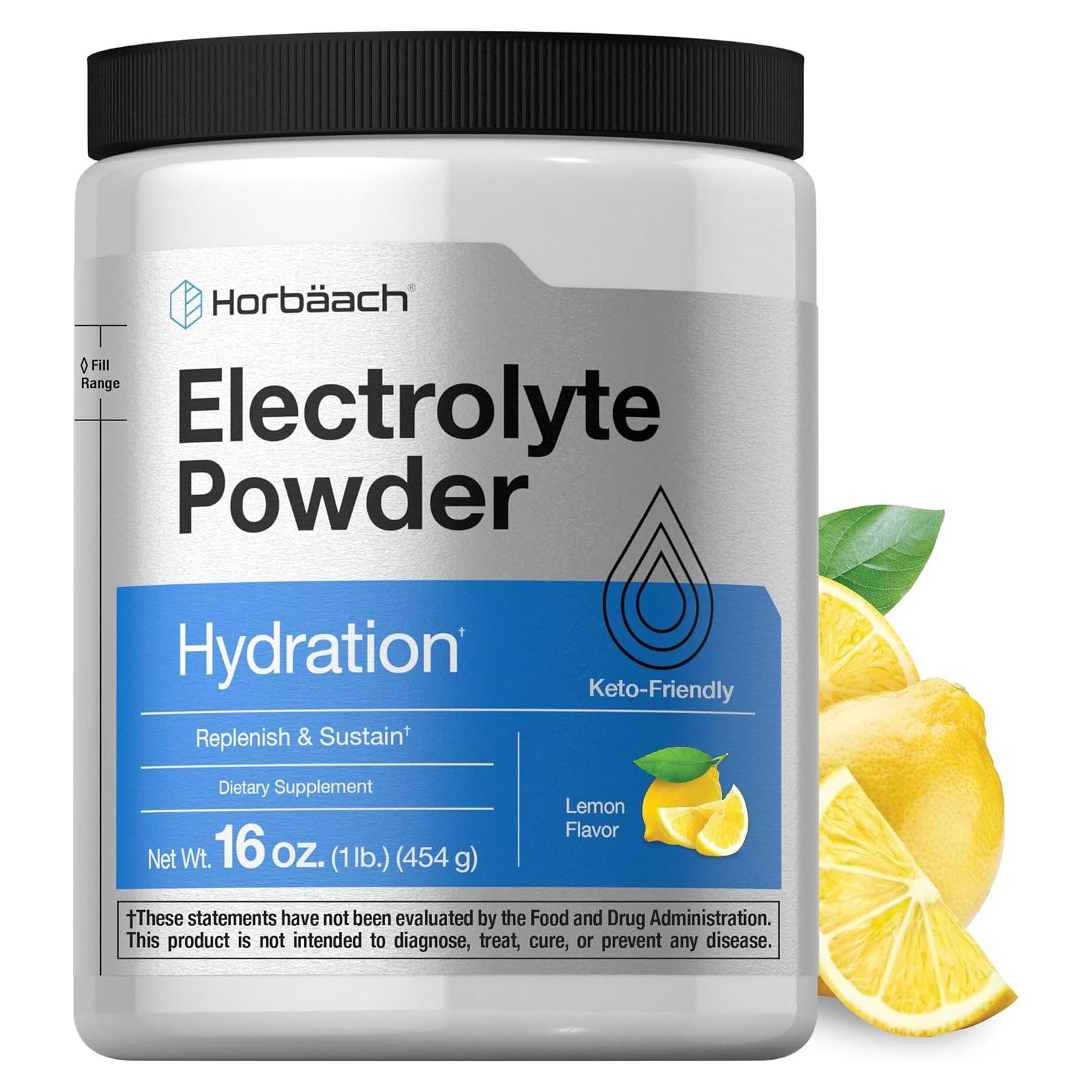 Polvo de Electrolitos Horbaach 453.6 g Sabor Limón Vegetariano