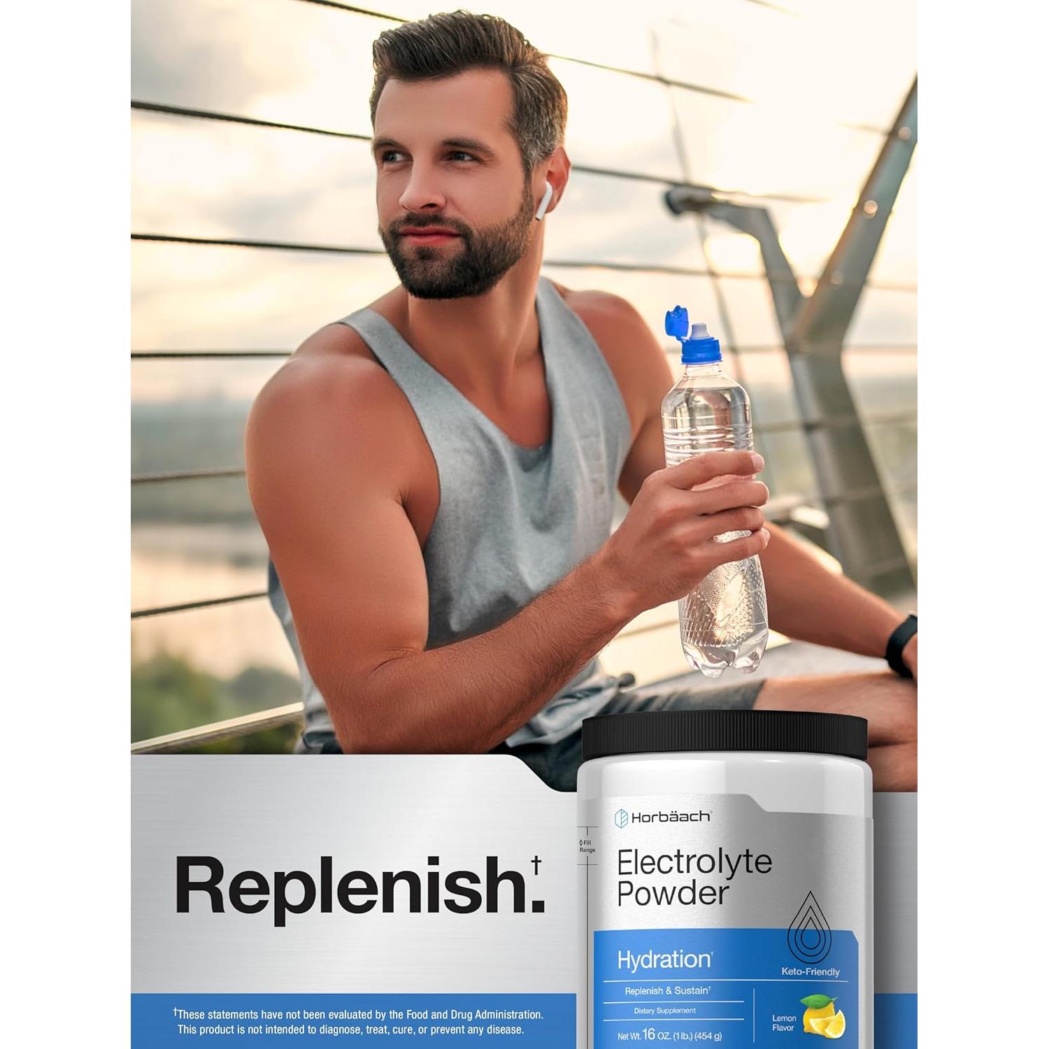 Polvo de Electrolitos Horbaach 453.6 g Sabor Limón Vegetariano