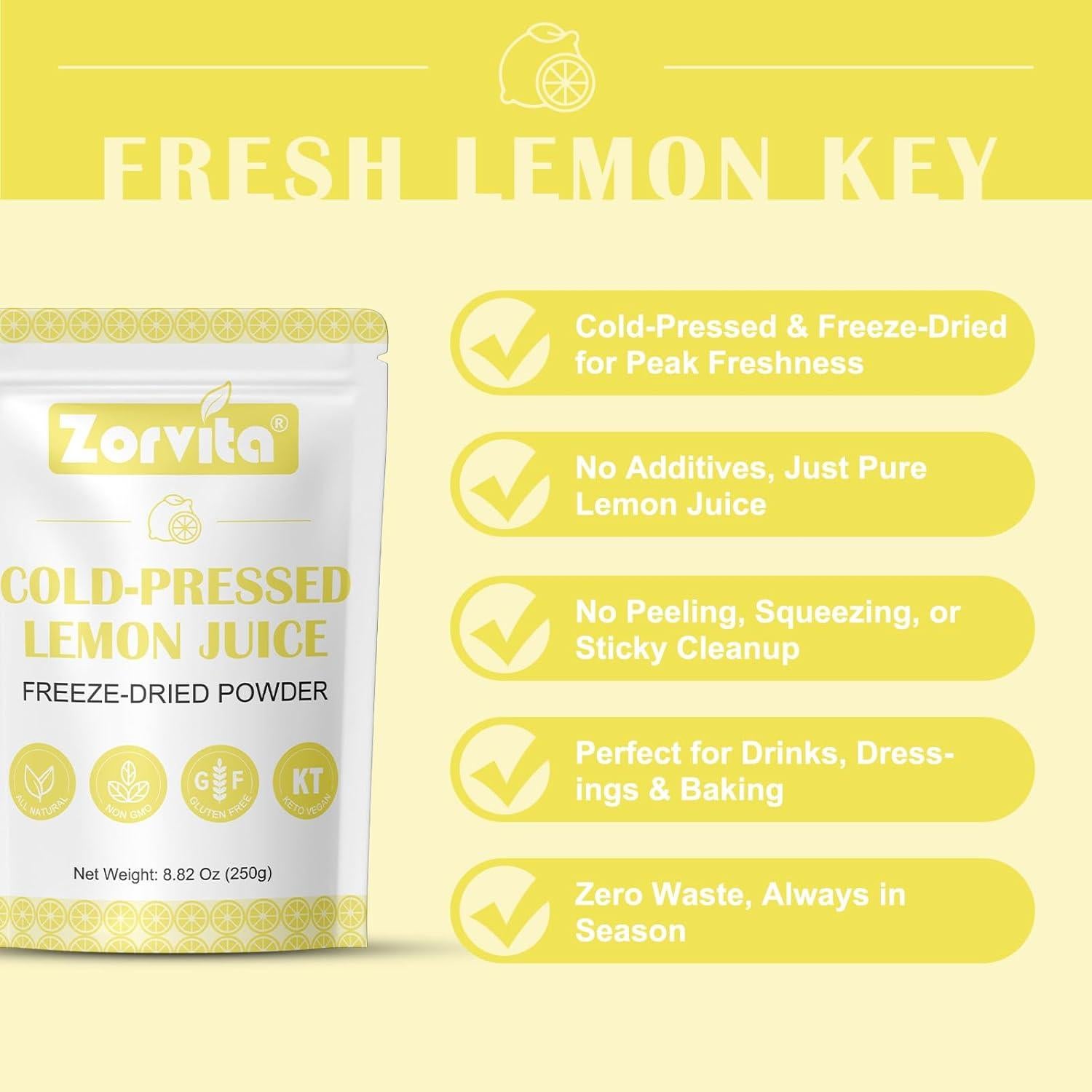 Polvo de Limón Liofilizado Zorvita 250g Sin Aditivos